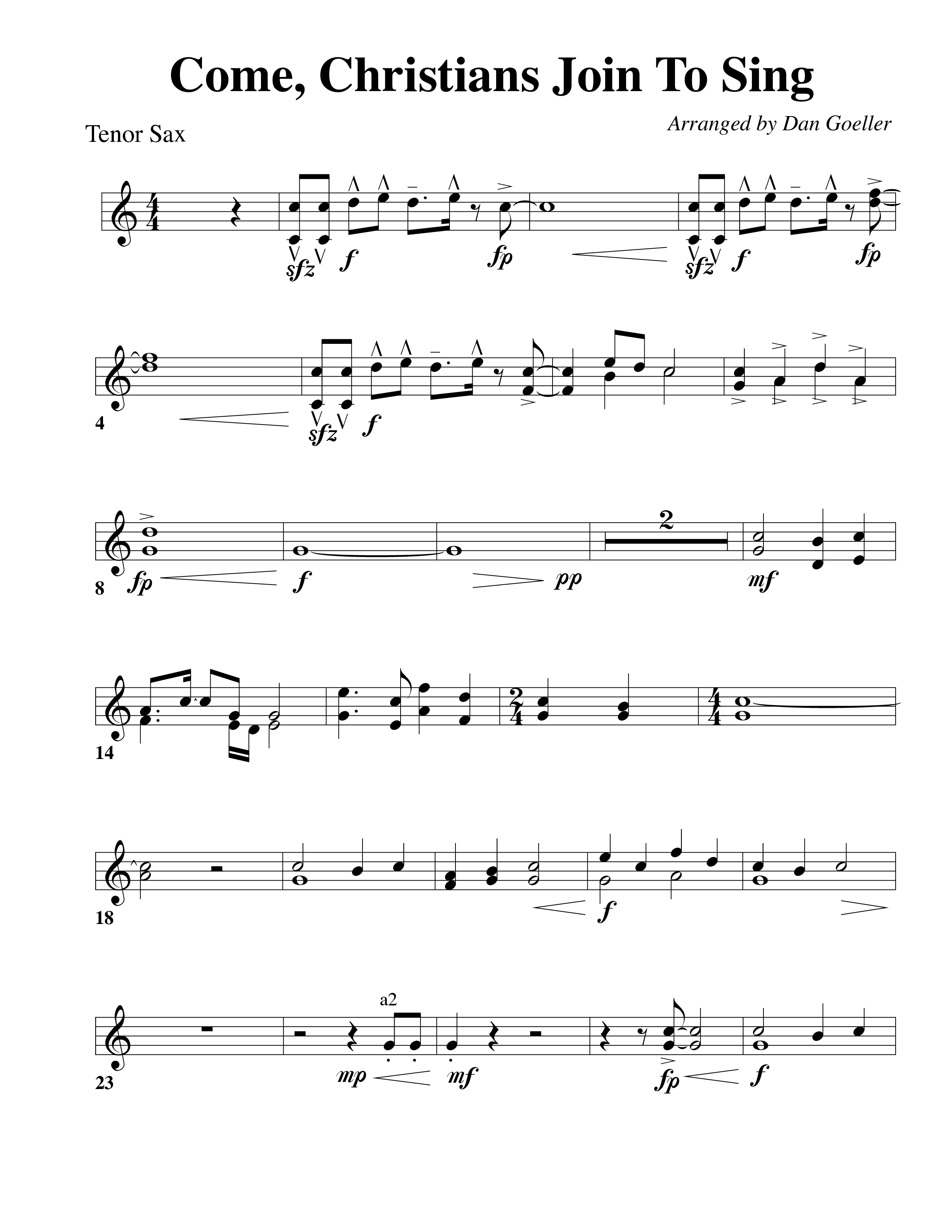 Come Christians Join To Sing Tenor Sax 1 (Word Music Choral / Arr. Dan Goeller)