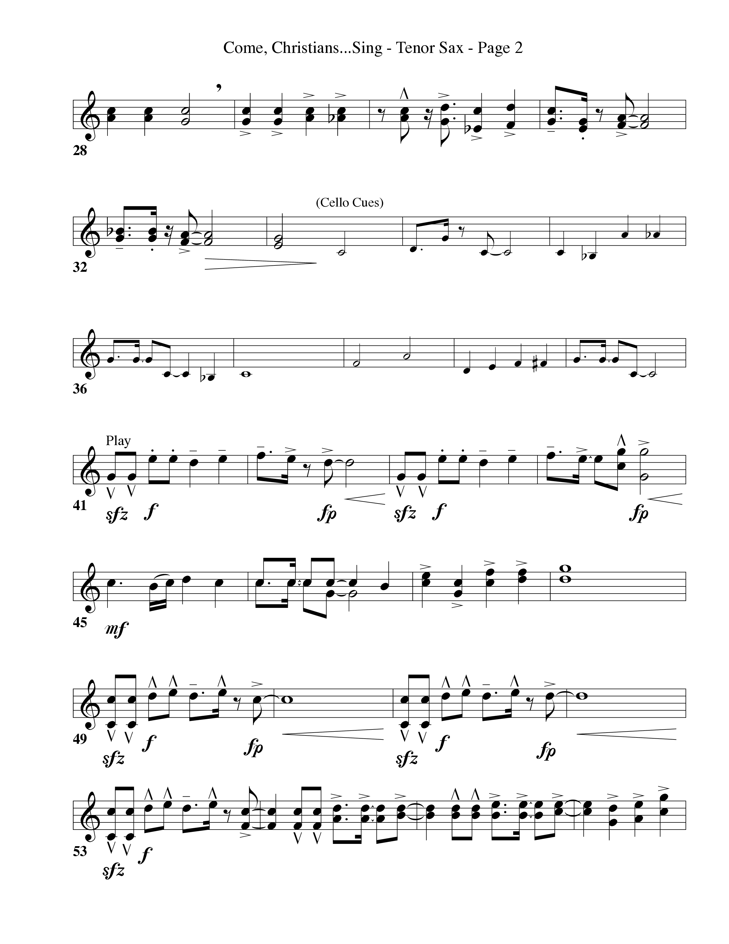 Come Christians Join To Sing Tenor Sax 1 (Word Music Choral / Arr. Dan Goeller)