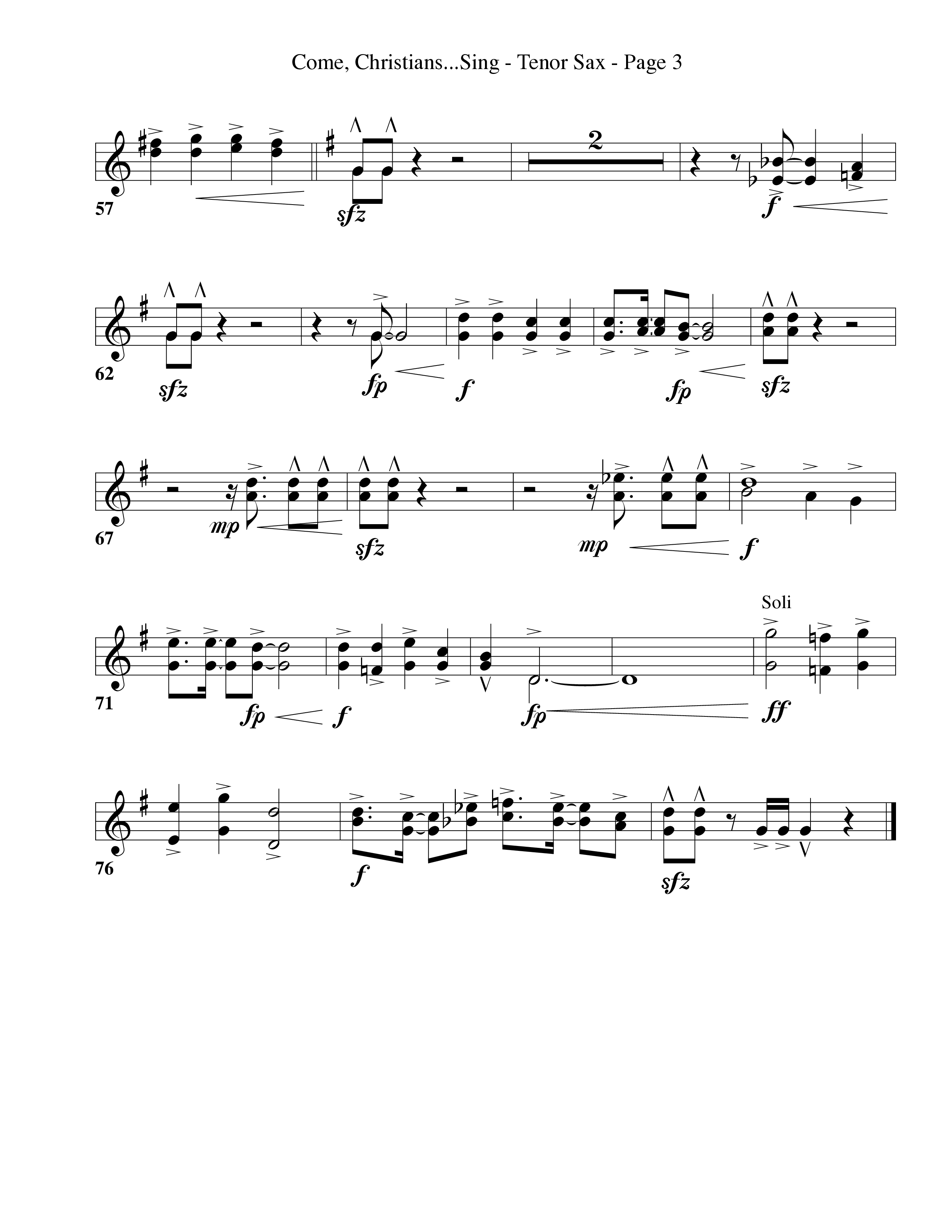 Come Christians Join To Sing Tenor Sax 1 (Word Music Choral / Arr. Dan Goeller)