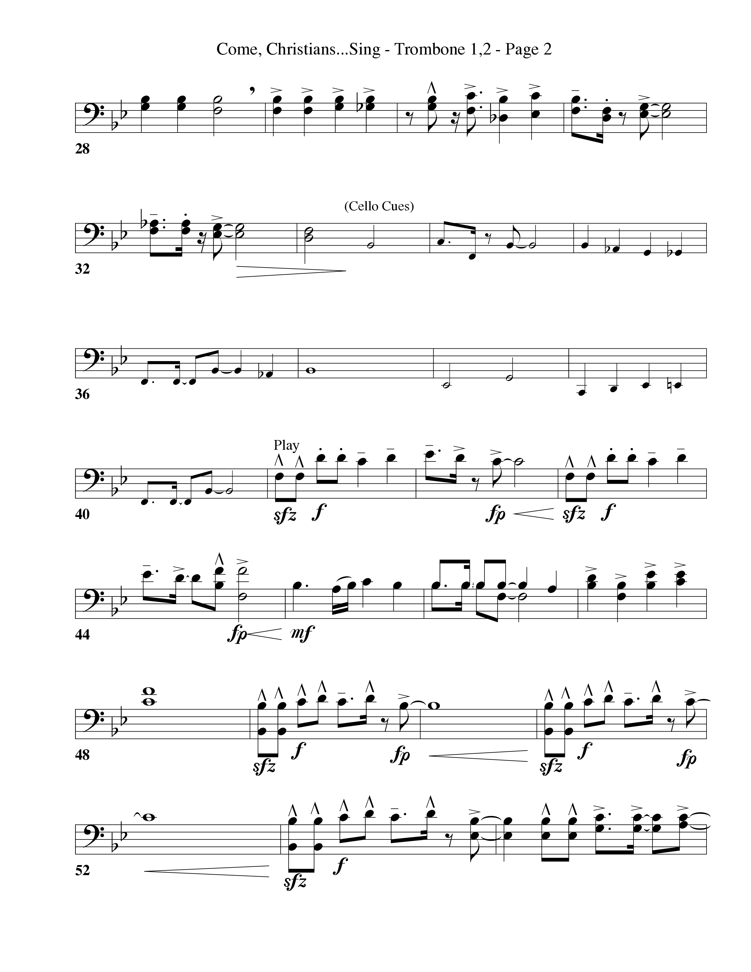 Come Christians Join To Sing Trombone 1/2 (Word Music Choral / Arr. Dan Goeller)