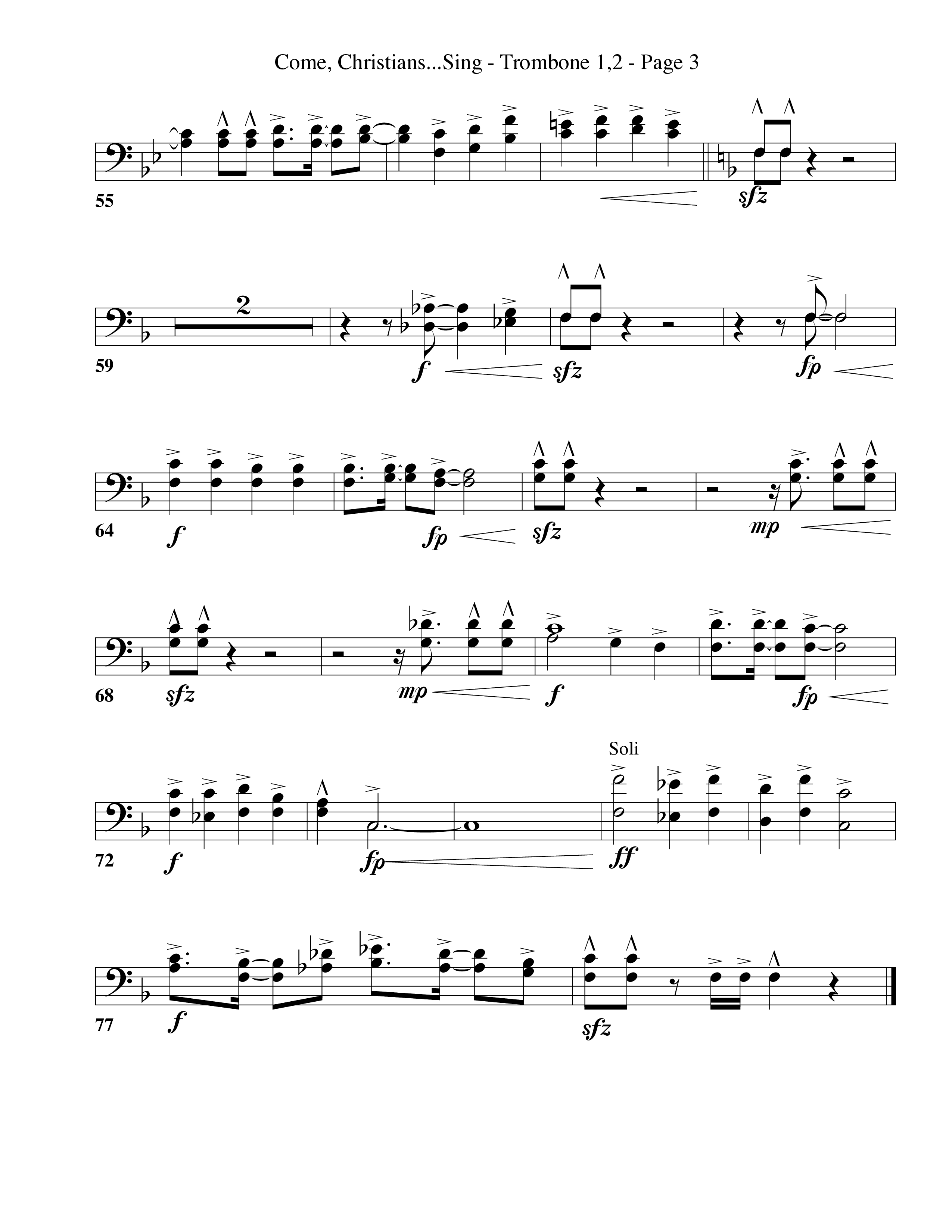 Come Christians Join To Sing Trombone 1/2 (Word Music Choral / Arr. Dan Goeller)