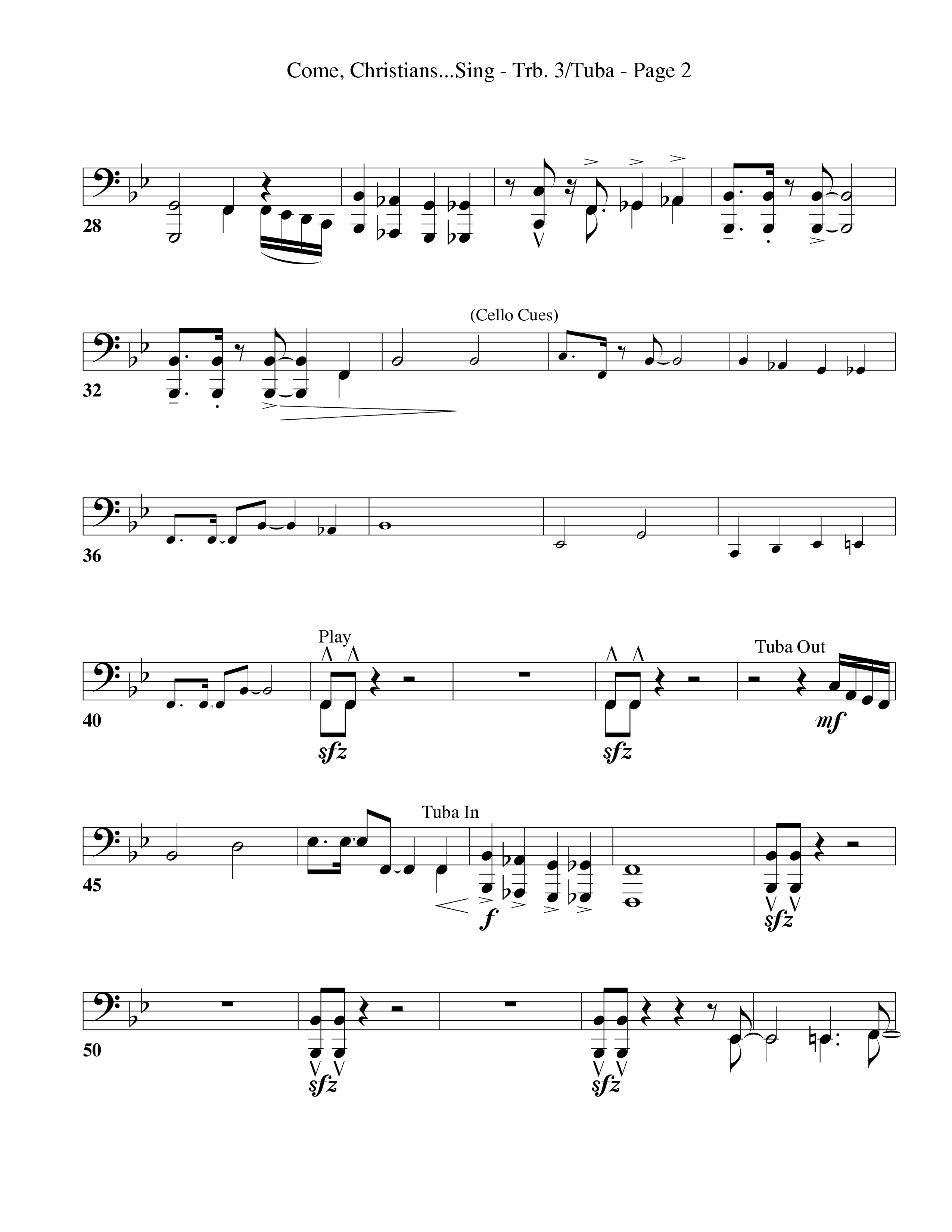 Come Christians Join To Sing Trombone 3/Tuba (Word Music Choral / Arr. Dan Goeller)