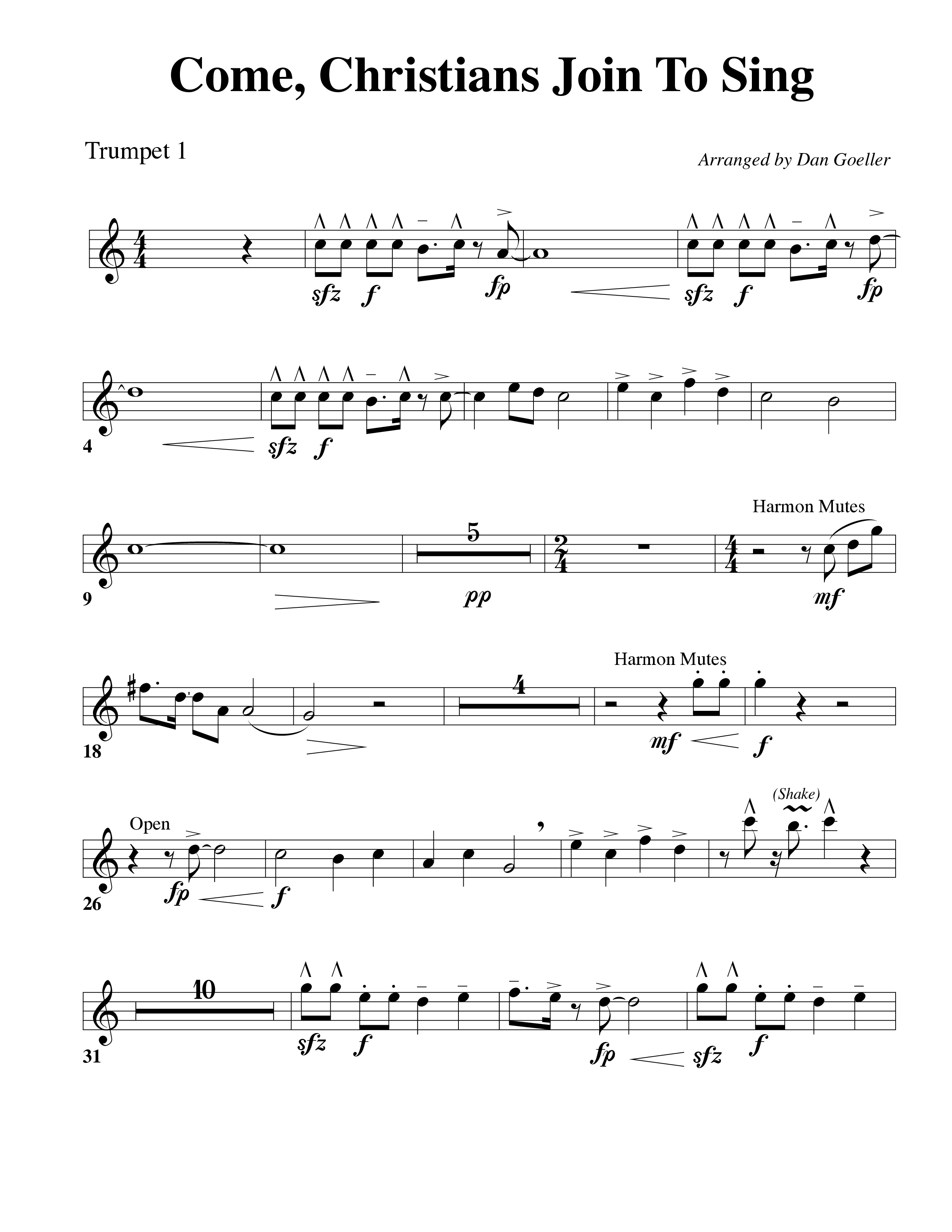Come Christians Join To Sing Trumpet 1 (Word Music Choral / Arr. Dan Goeller)