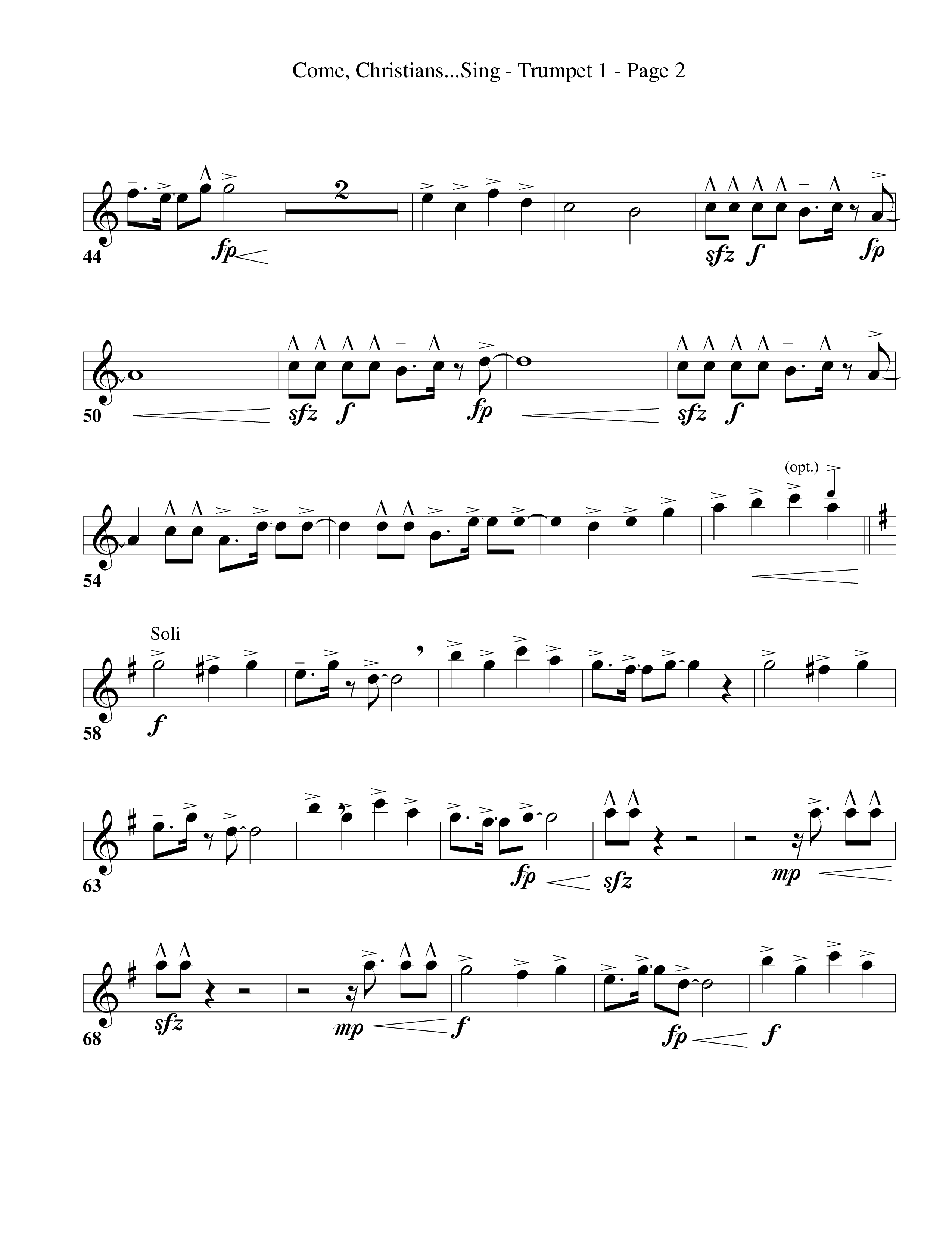 Come Christians Join To Sing Trumpet 1 (Word Music Choral / Arr. Dan Goeller)