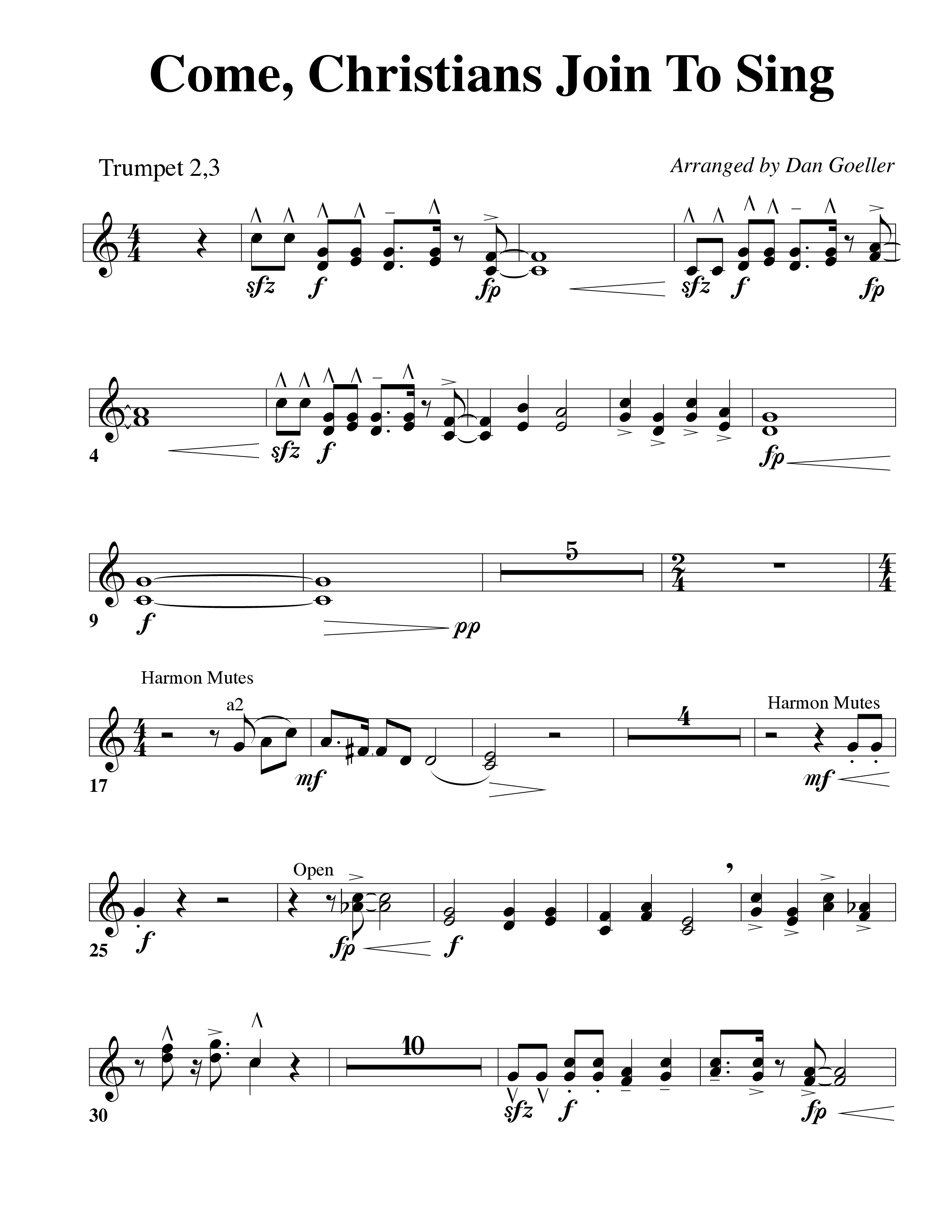 Come Christians Join To Sing Trumpet 2/3 (Word Music Choral / Arr. Dan Goeller)