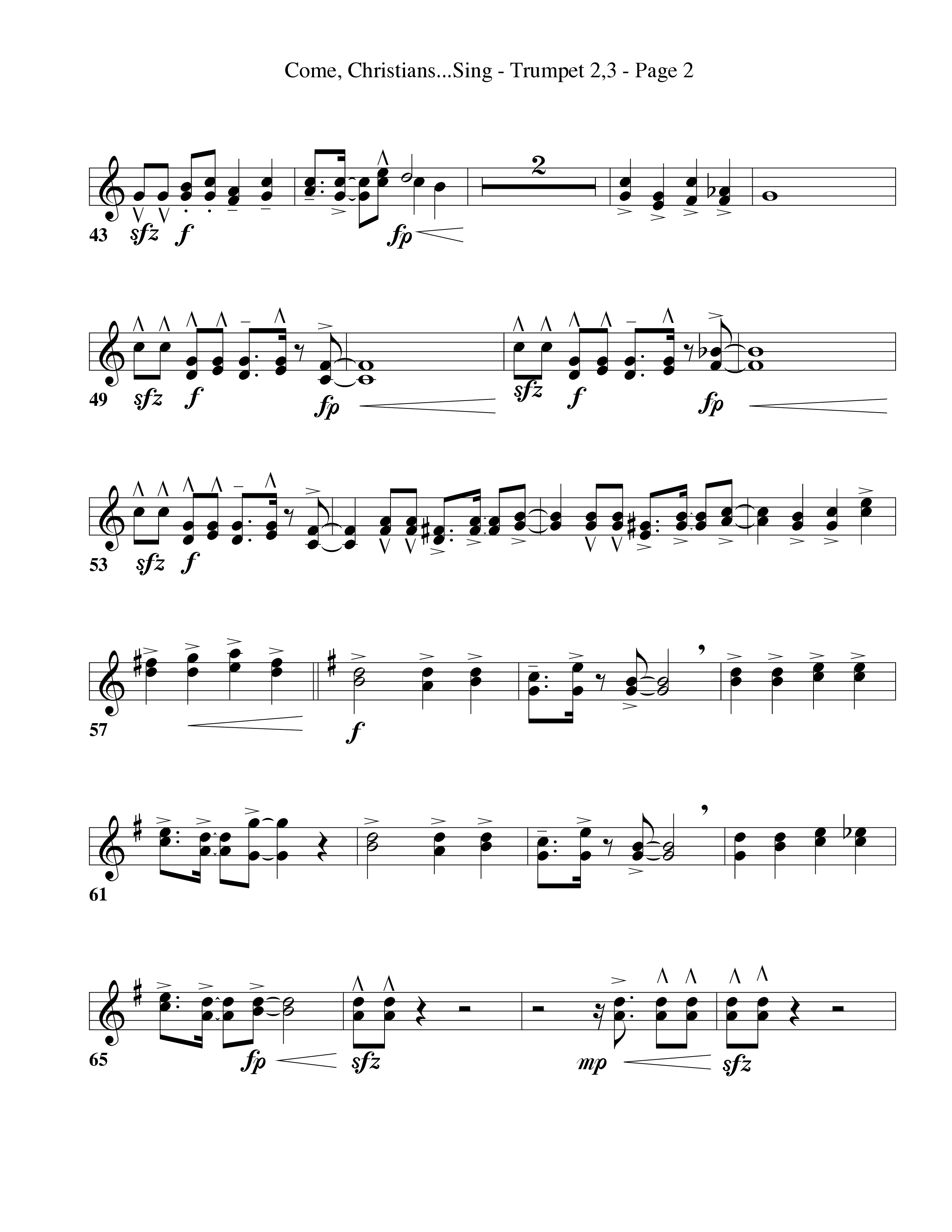 Come Christians Join To Sing Trumpet 2/3 (Word Music Choral / Arr. Dan Goeller)