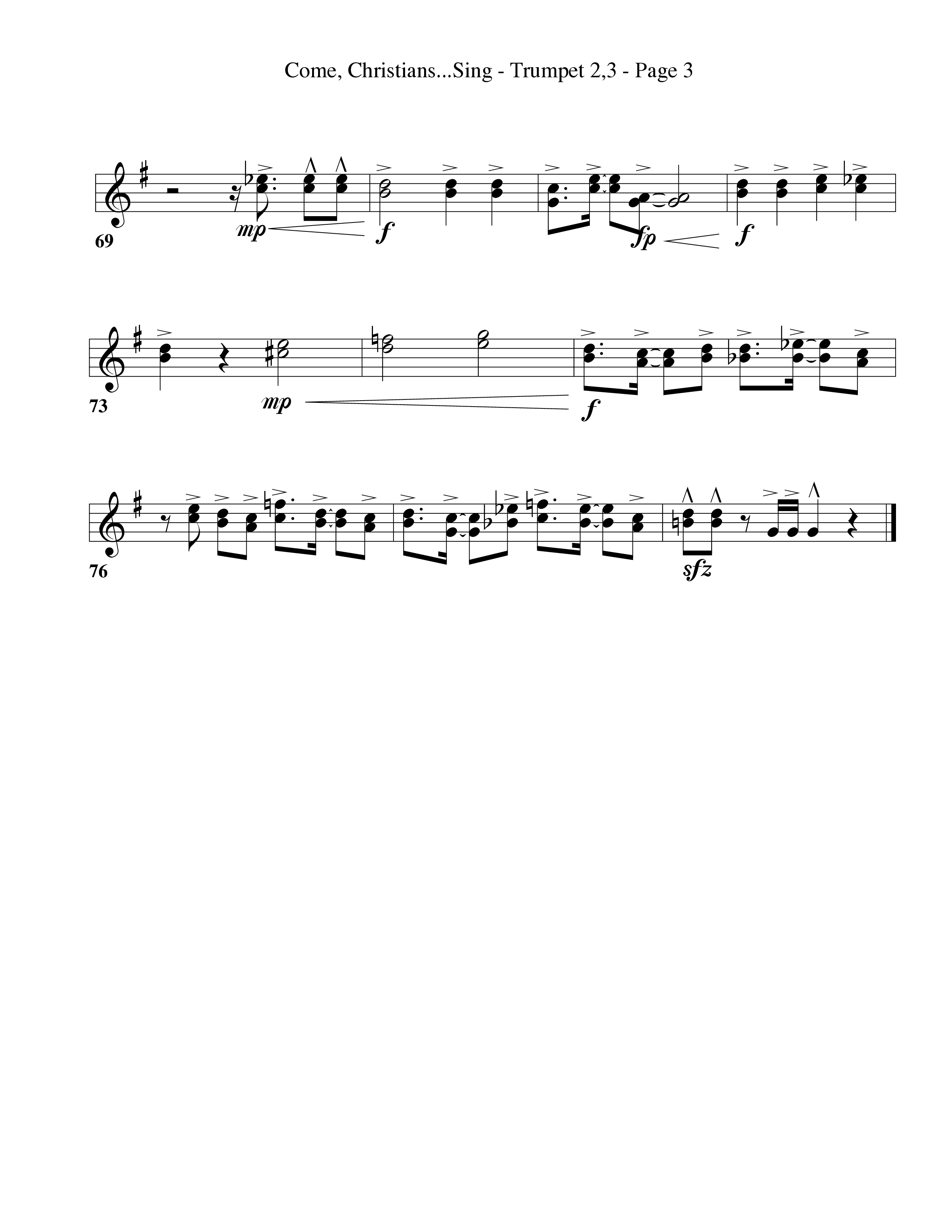 Come Christians Join To Sing Trumpet 2/3 (Word Music Choral / Arr. Dan Goeller)