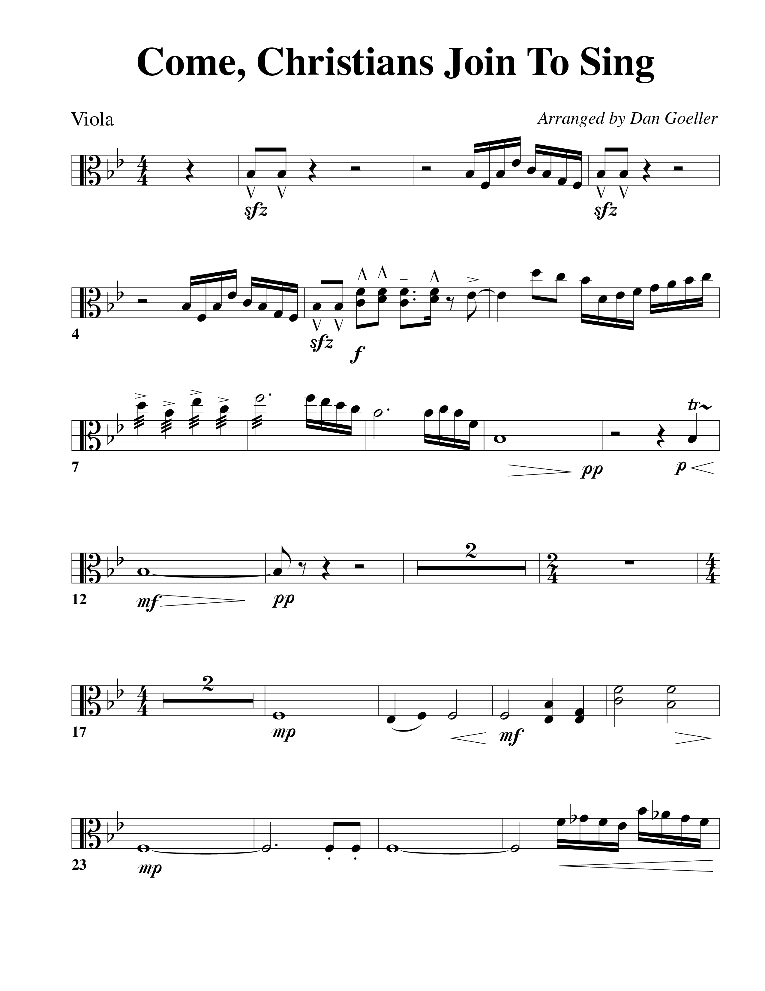 Come Christians Join To Sing Viola (Word Music Choral / Arr. Dan Goeller)