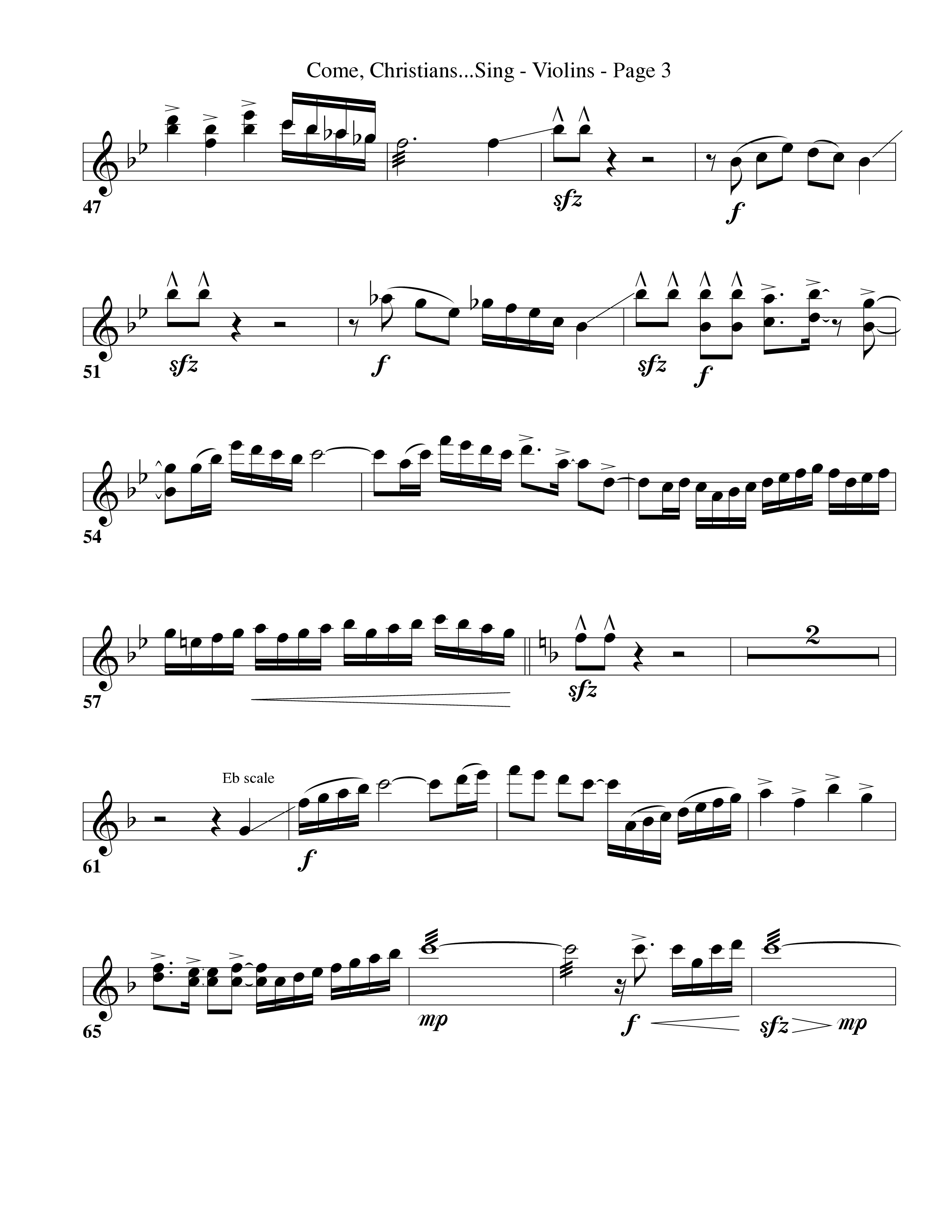Come Christians Join To Sing Violin 1/2 (Word Music Choral / Arr. Dan Goeller)