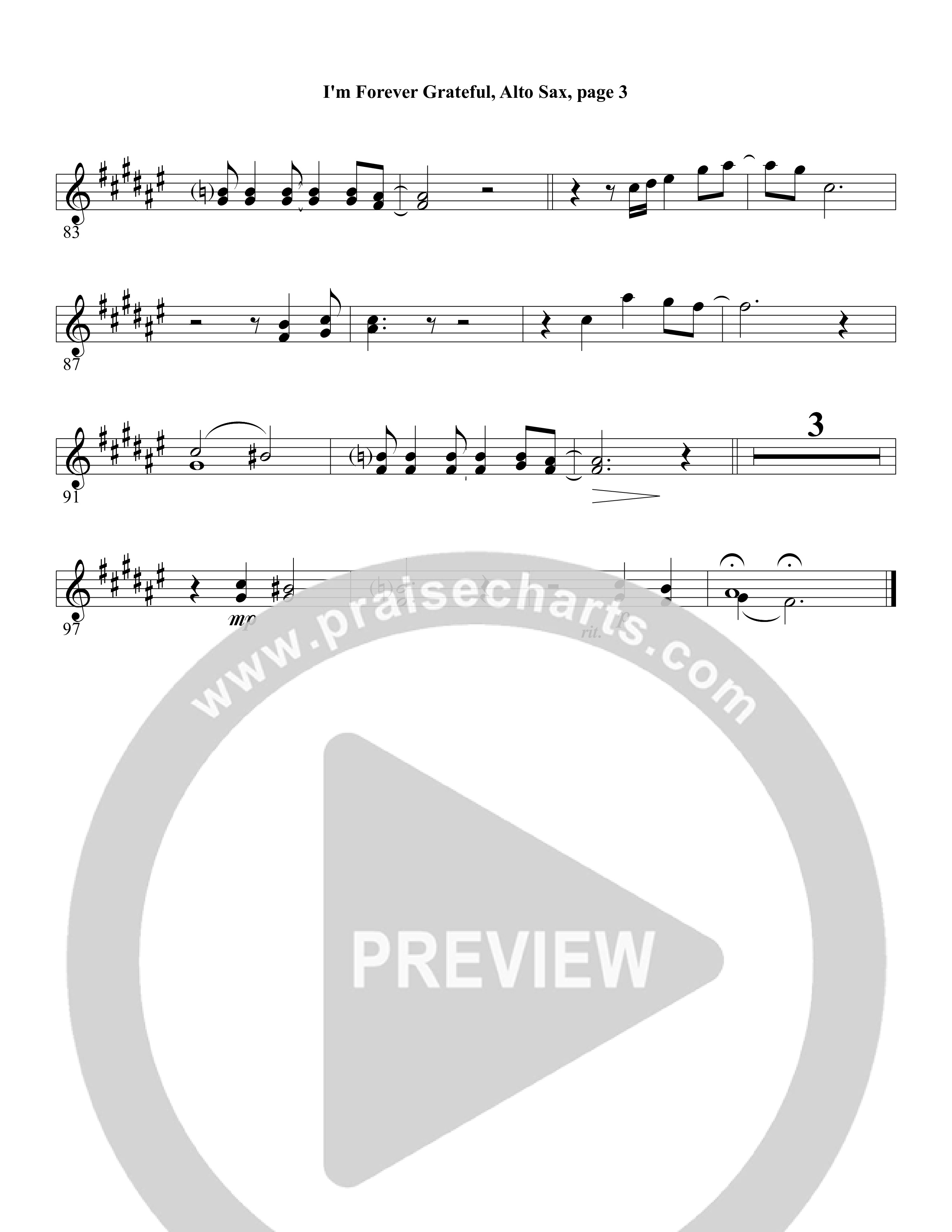 I'm Forever Grateful Alto Sax (Word Music Choral / Arr. David Clydesdale)