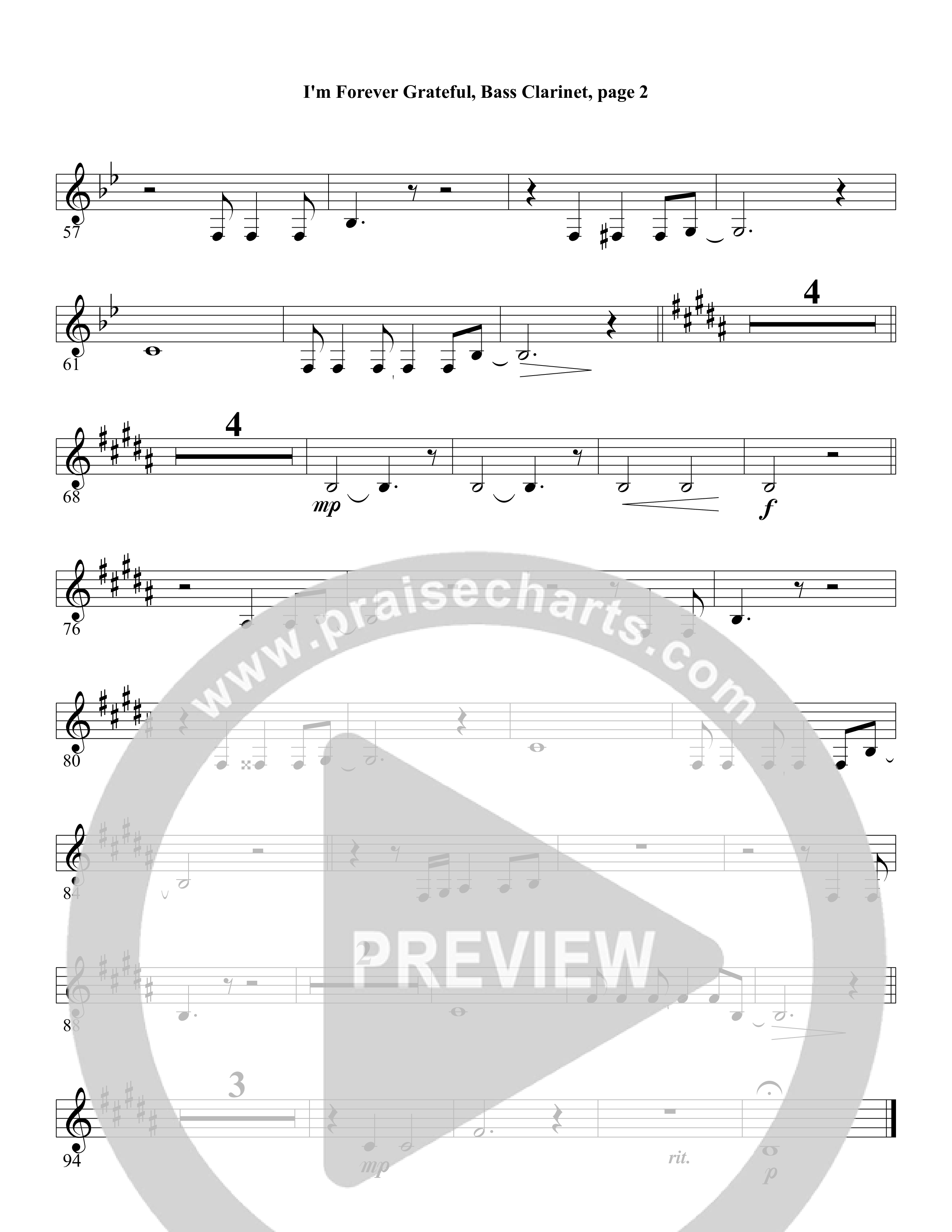 I'm Forever Grateful Bass Clarinet (Word Music Choral / Arr. David Clydesdale)
