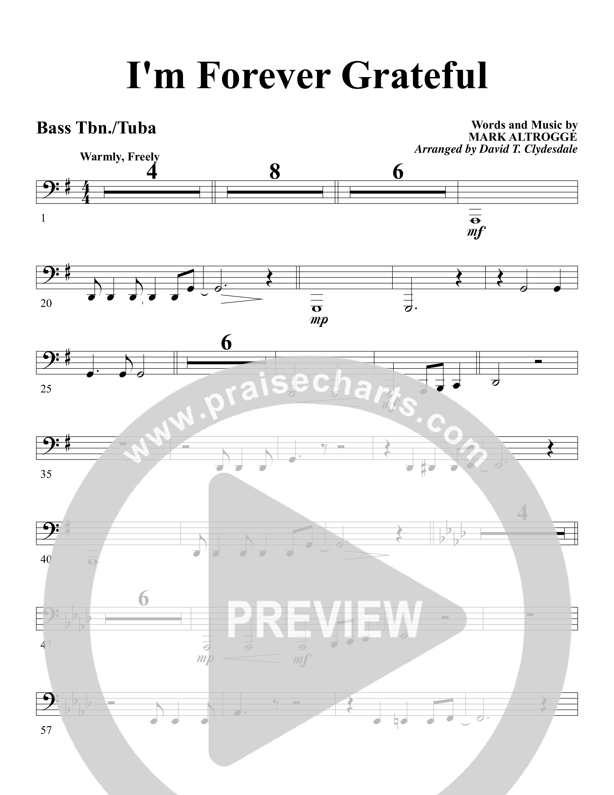 I'm Forever Grateful Orchestration (Word Music Choral / Arr. David Clydesdale)