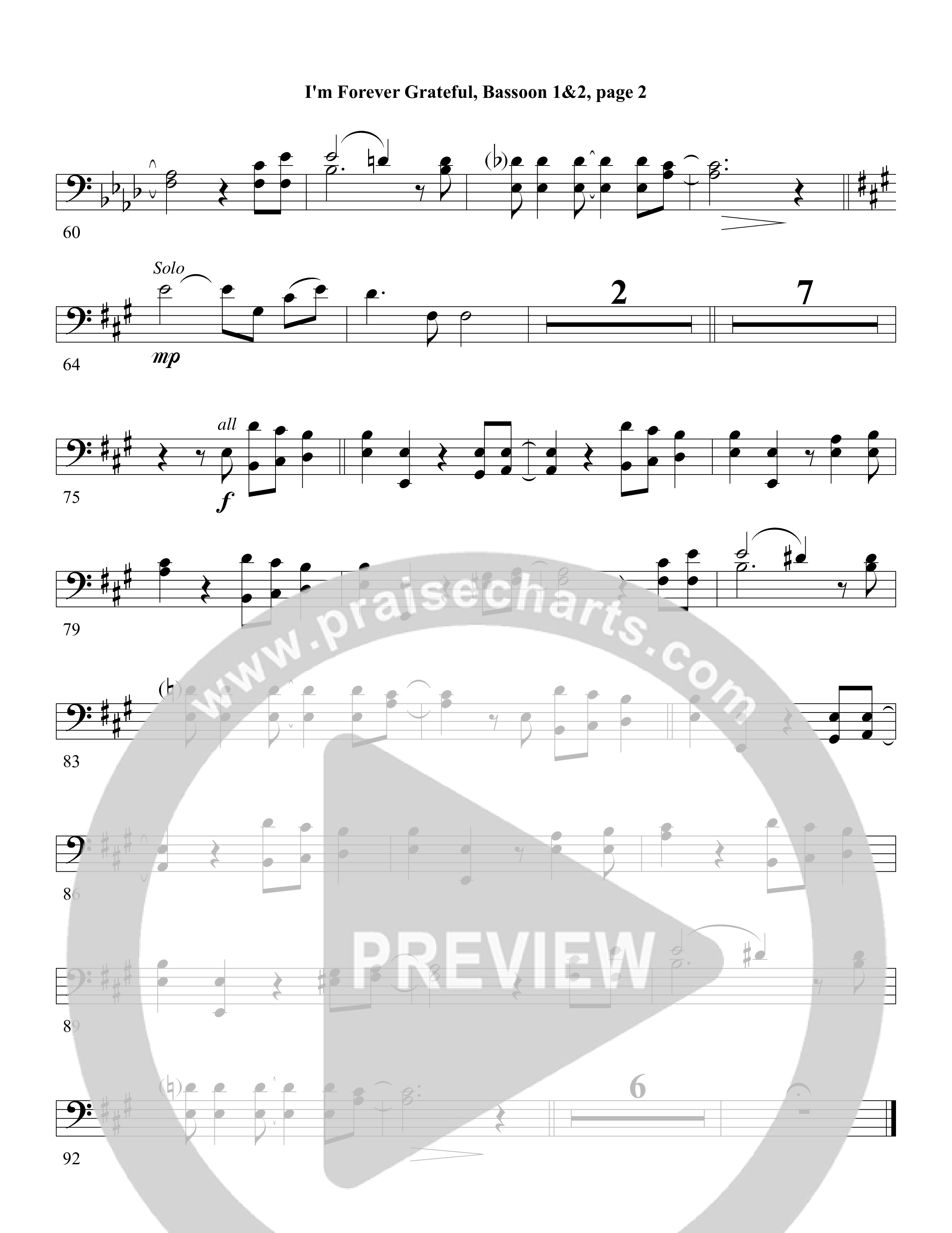 I'm Forever Grateful Bassoon 1/2 (Word Music Choral / Arr. David Clydesdale)