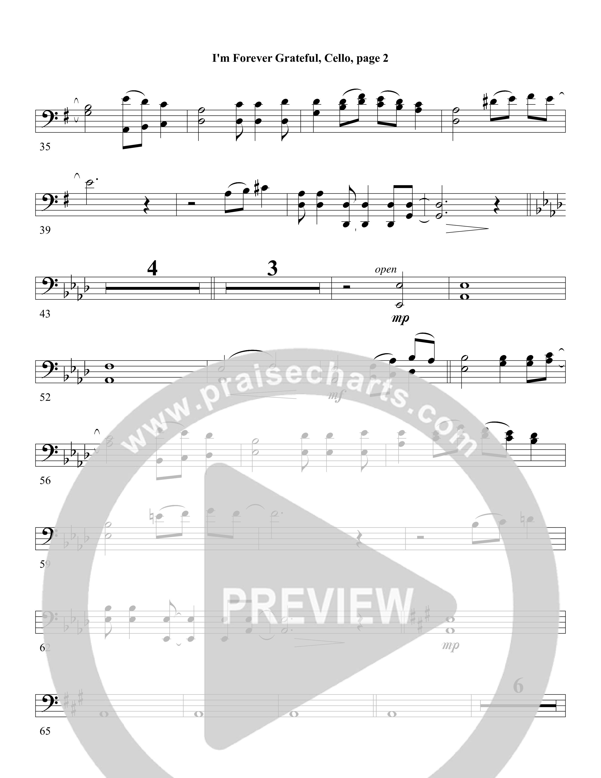 I'm Forever Grateful Cello (Word Music Choral / Arr. David Clydesdale)