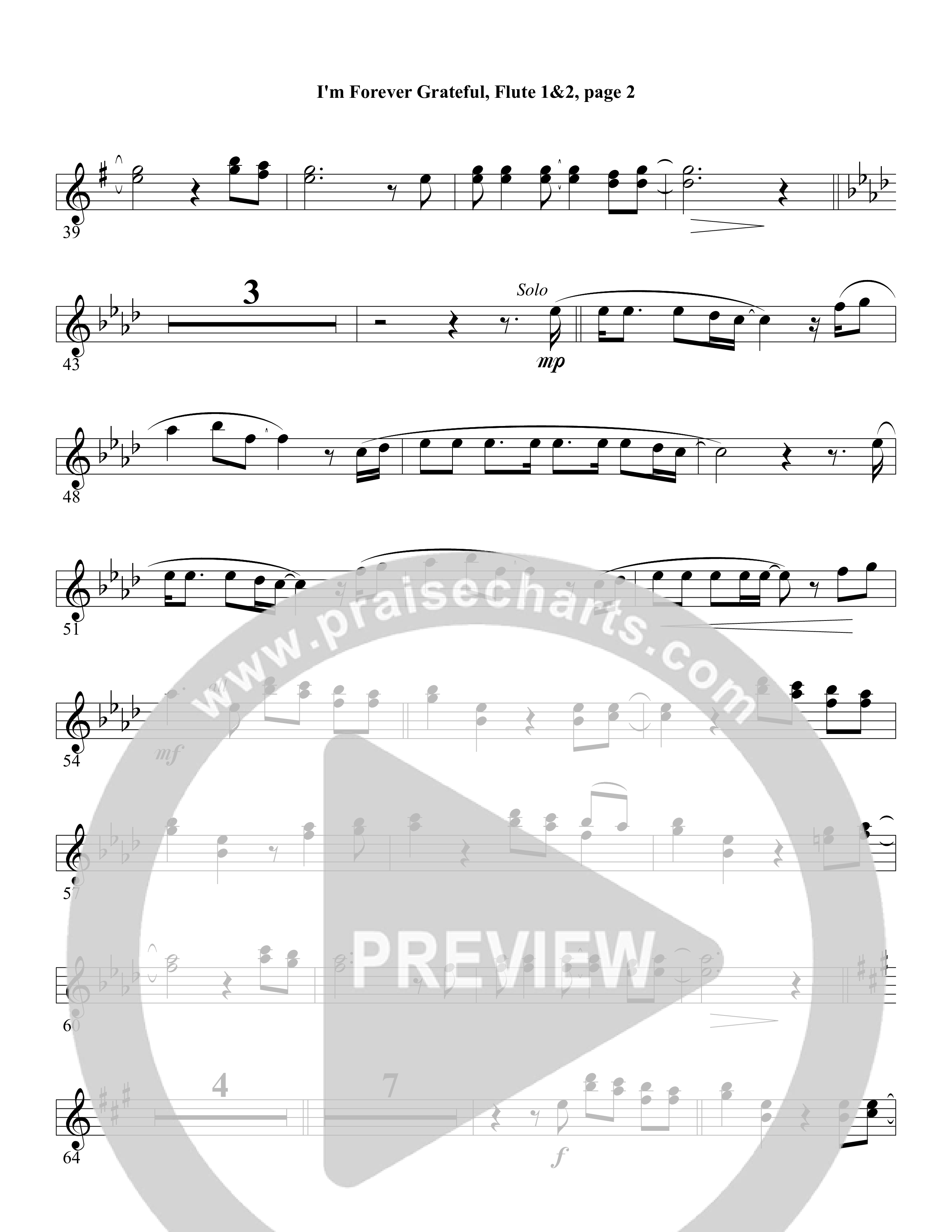 I'm Forever Grateful Flute 1/2 (Word Music Choral / Arr. David Clydesdale)