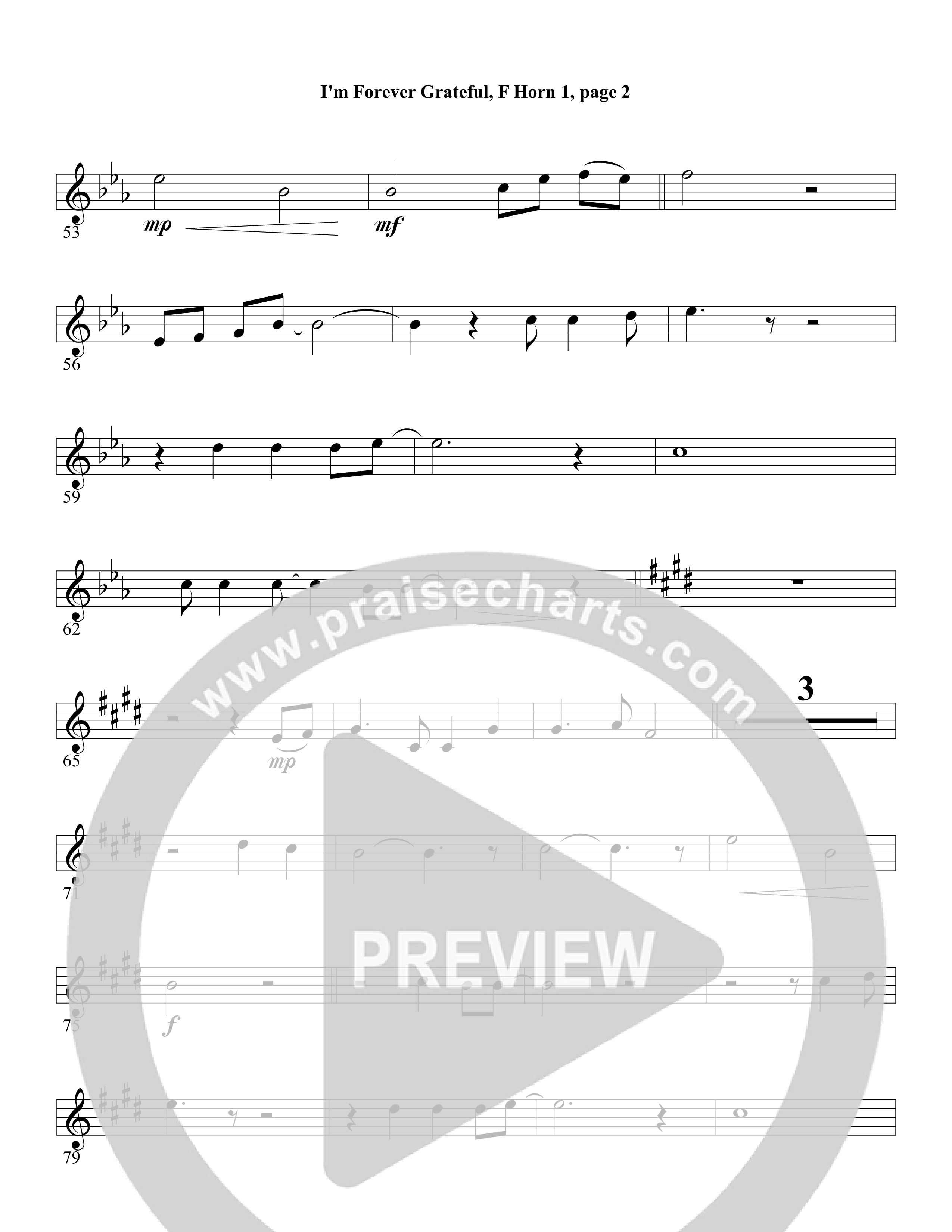 I'm Forever Grateful French Horn (Word Music Choral / Arr. David Clydesdale)