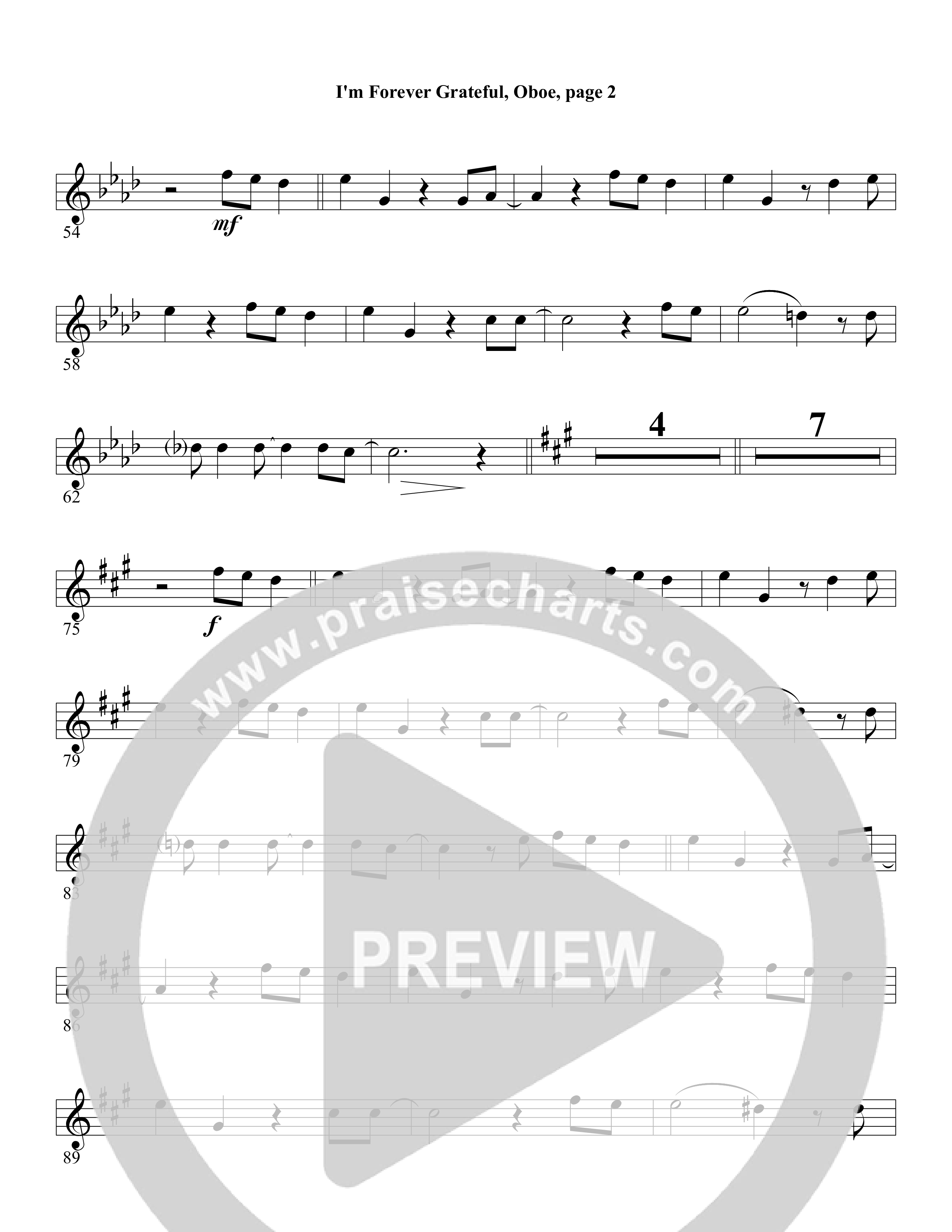 I'm Forever Grateful Oboe (Word Music Choral / Arr. David Clydesdale)