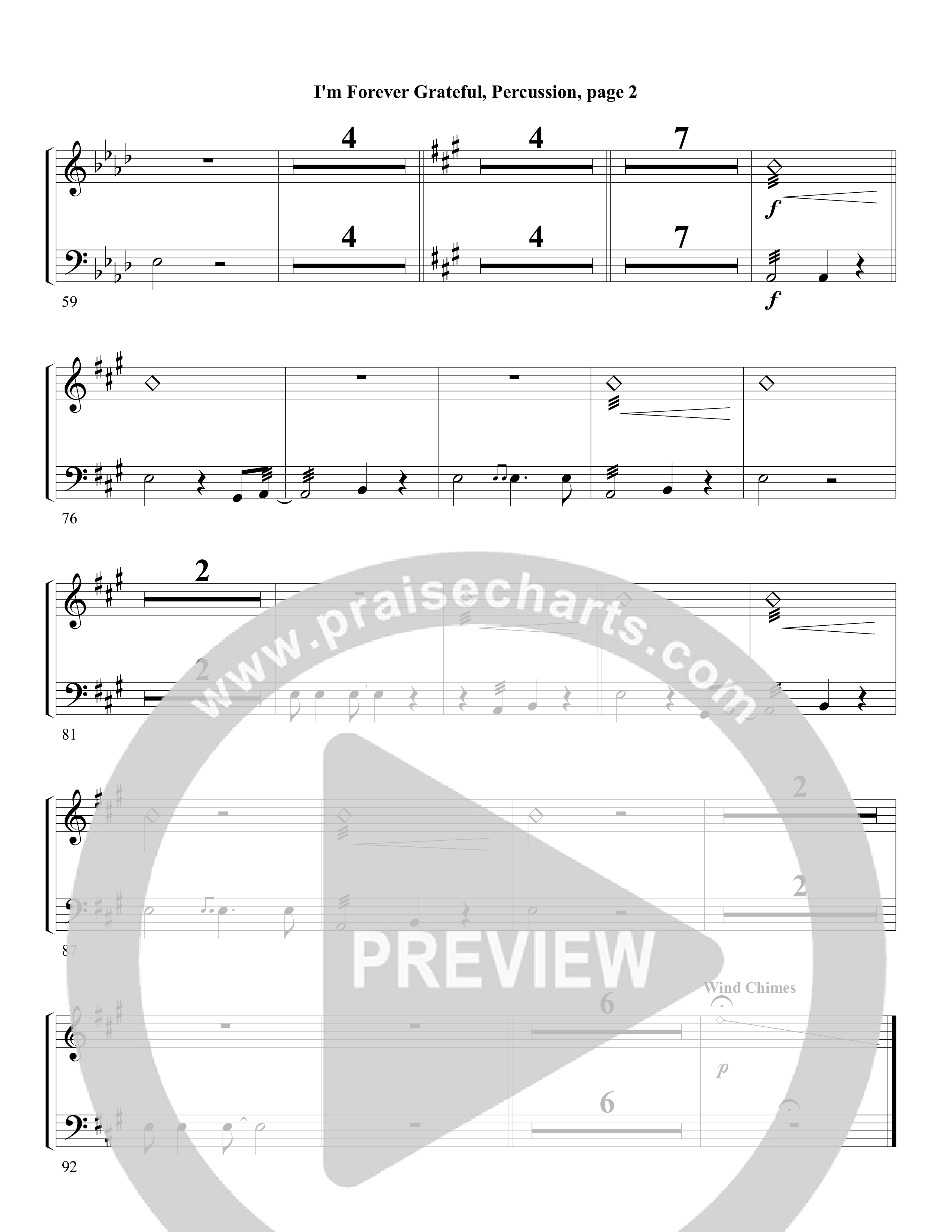 I'm Forever Grateful Percussion (Word Music Choral / Arr. David Clydesdale)