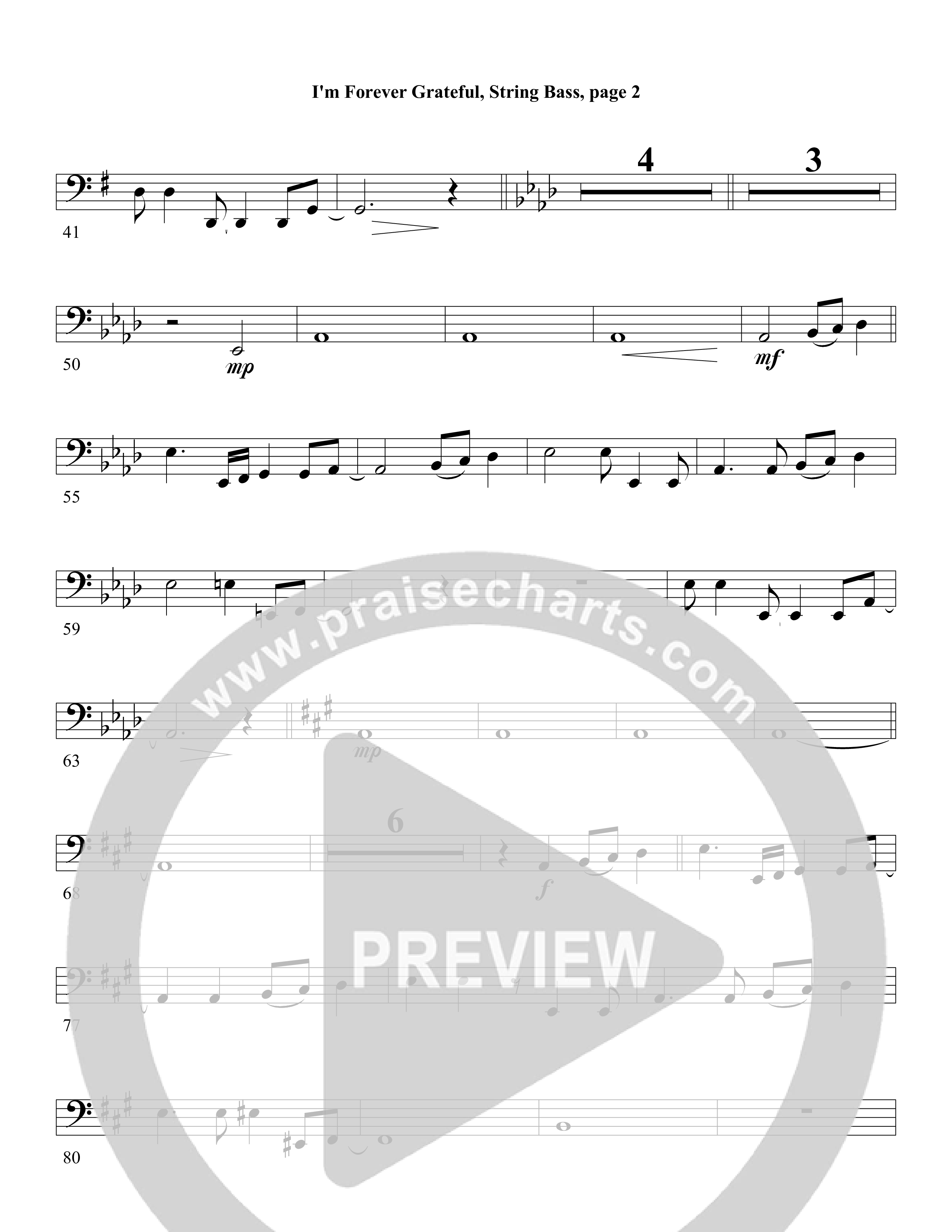 I'm Forever Grateful String Bass (Word Music Choral / Arr. David Clydesdale)