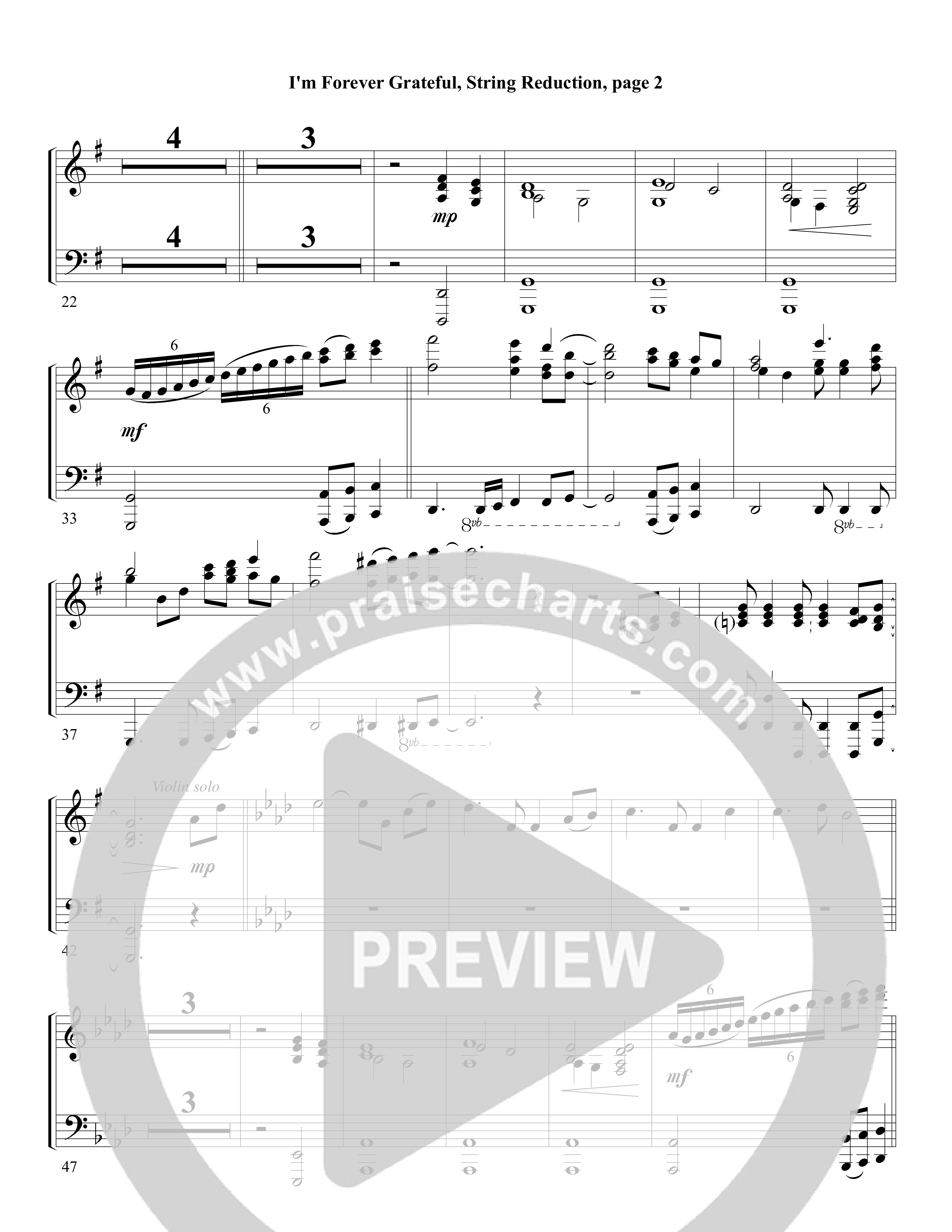 I'm Forever Grateful String Reduction (Word Music Choral / Arr. David Clydesdale)