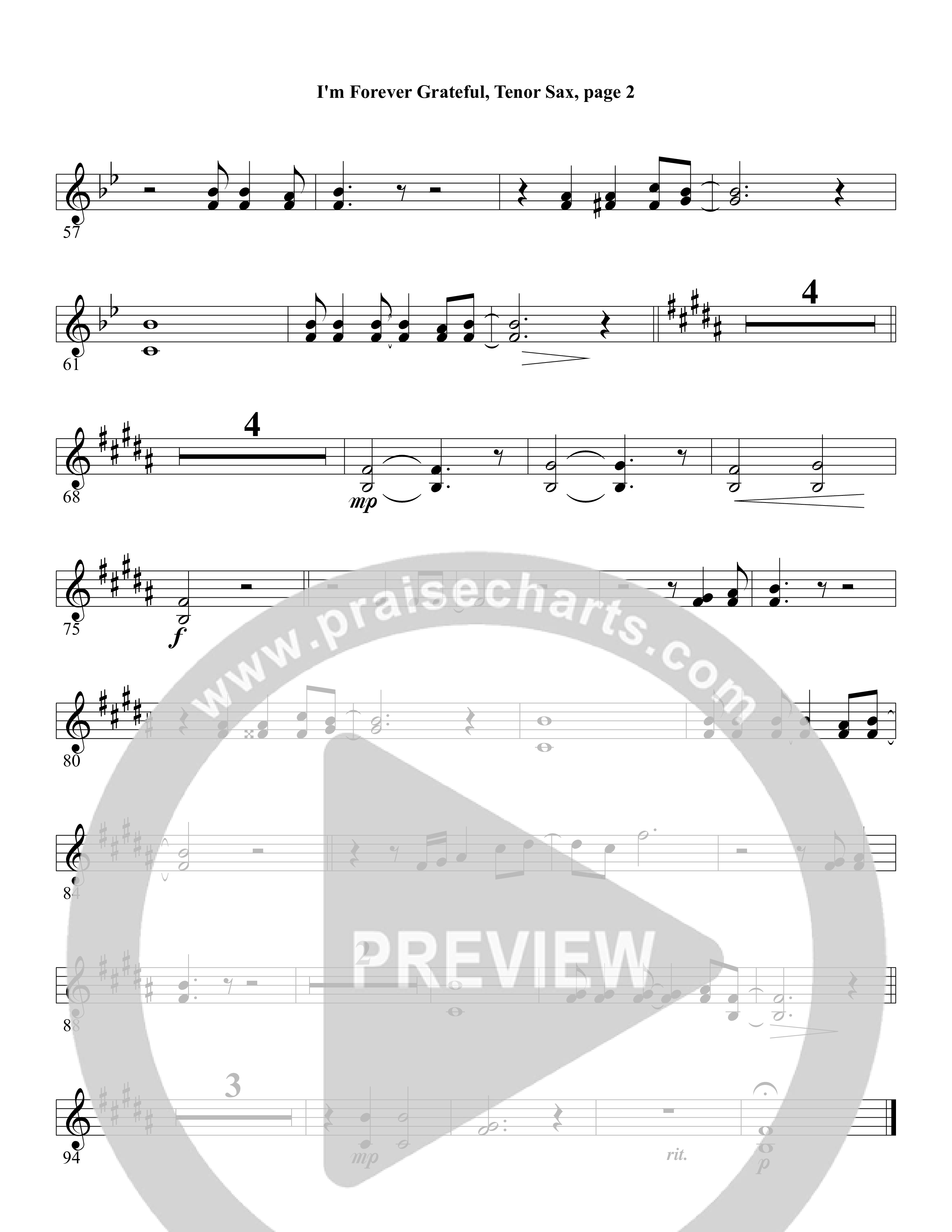 I'm Forever Grateful Tenor Sax 1 (Word Music Choral / Arr. David Clydesdale)