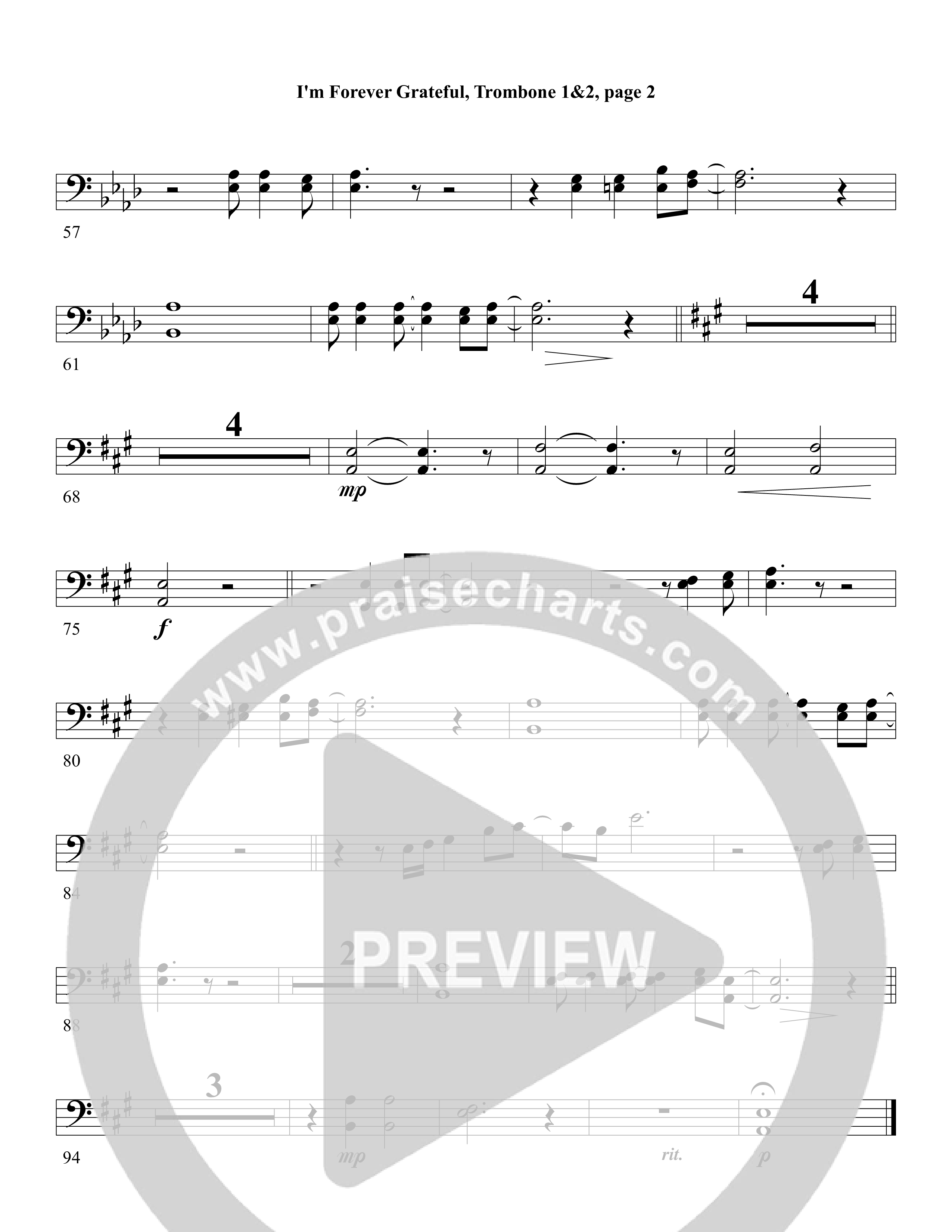 I'm Forever Grateful Trombone 1/2 (Word Music Choral / Arr. David Clydesdale)