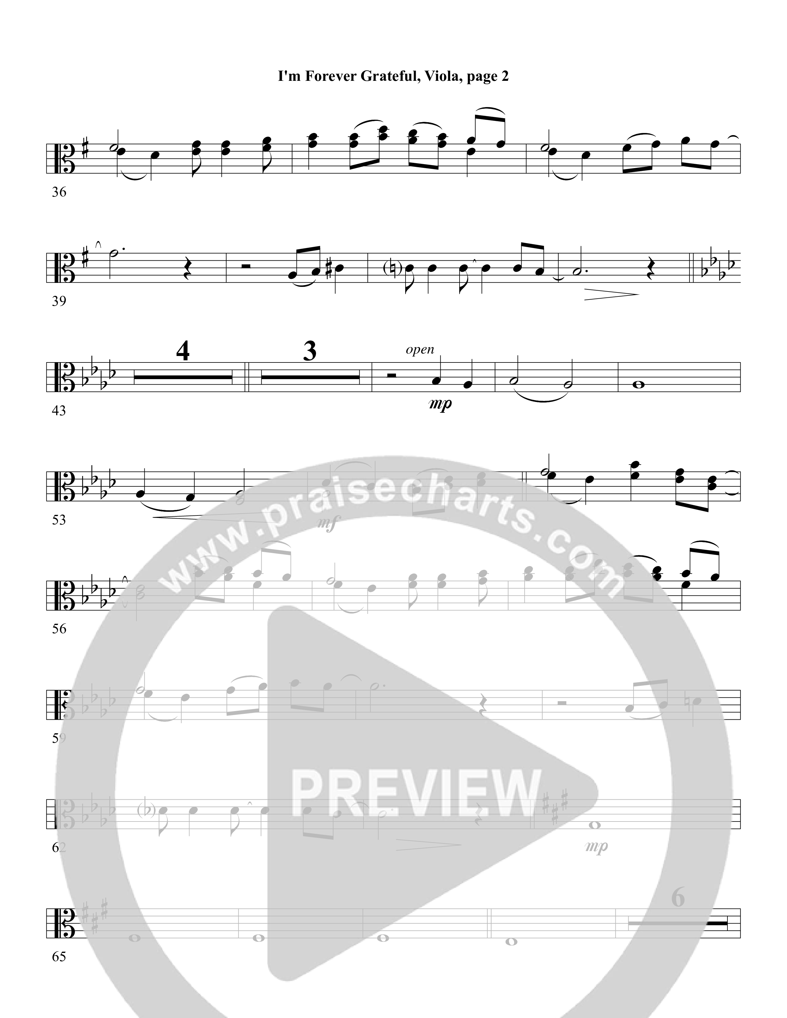 I'm Forever Grateful Viola (Word Music Choral / Arr. David Clydesdale)