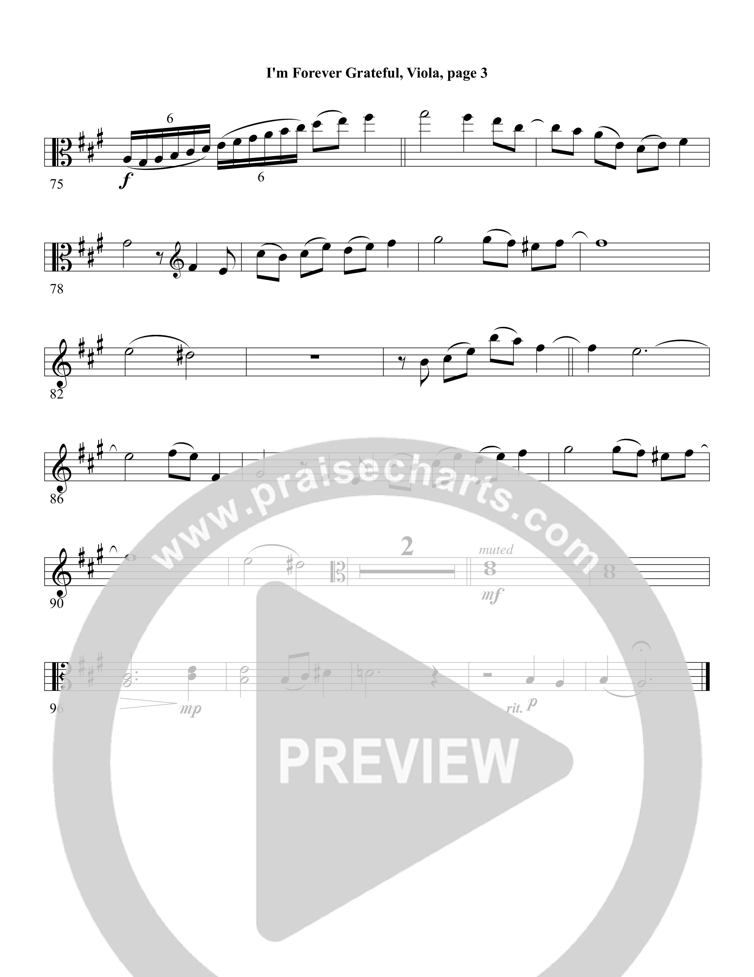I'm Forever Grateful Viola (Word Music Choral / Arr. David Clydesdale)