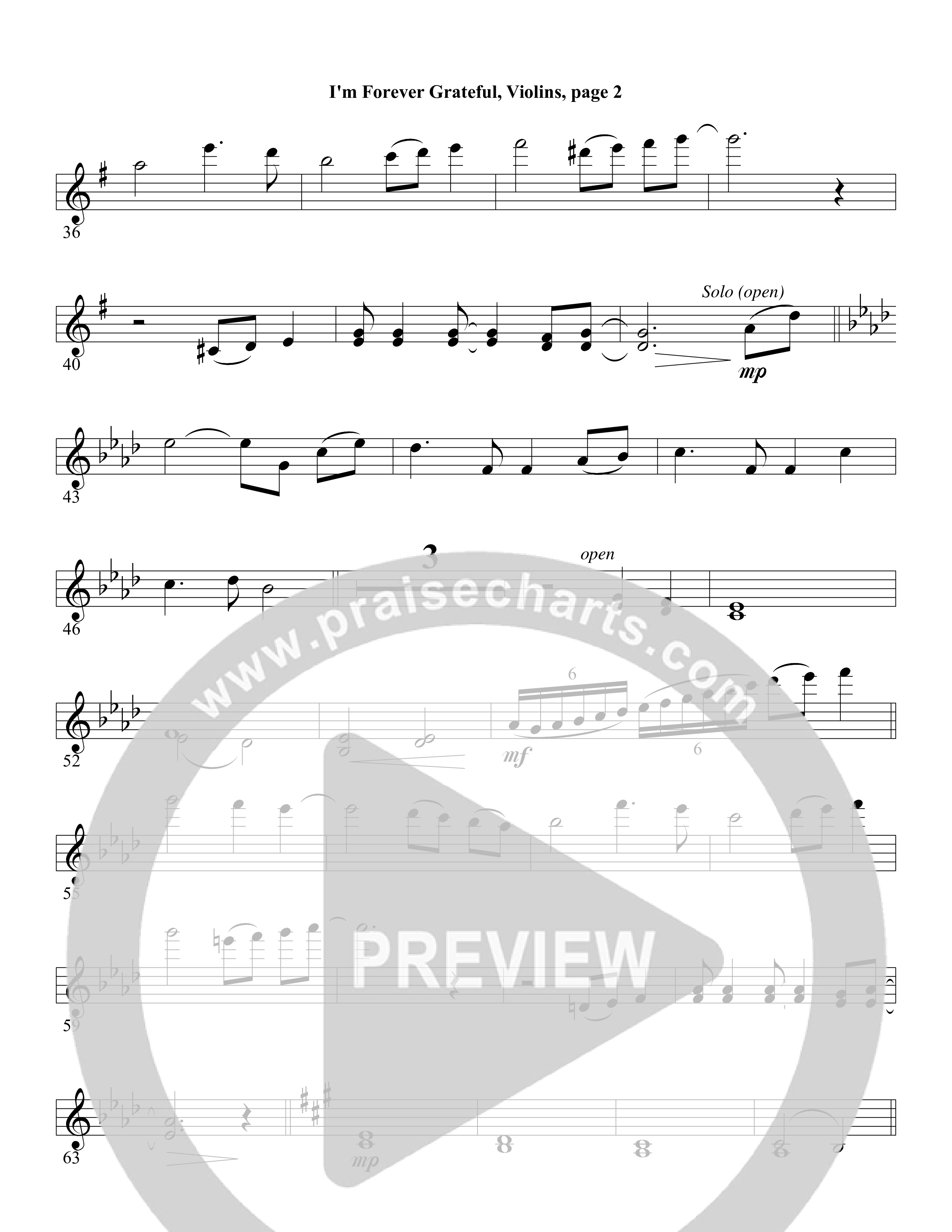 I'm Forever Grateful Violins (Word Music Choral / Arr. David Clydesdale)