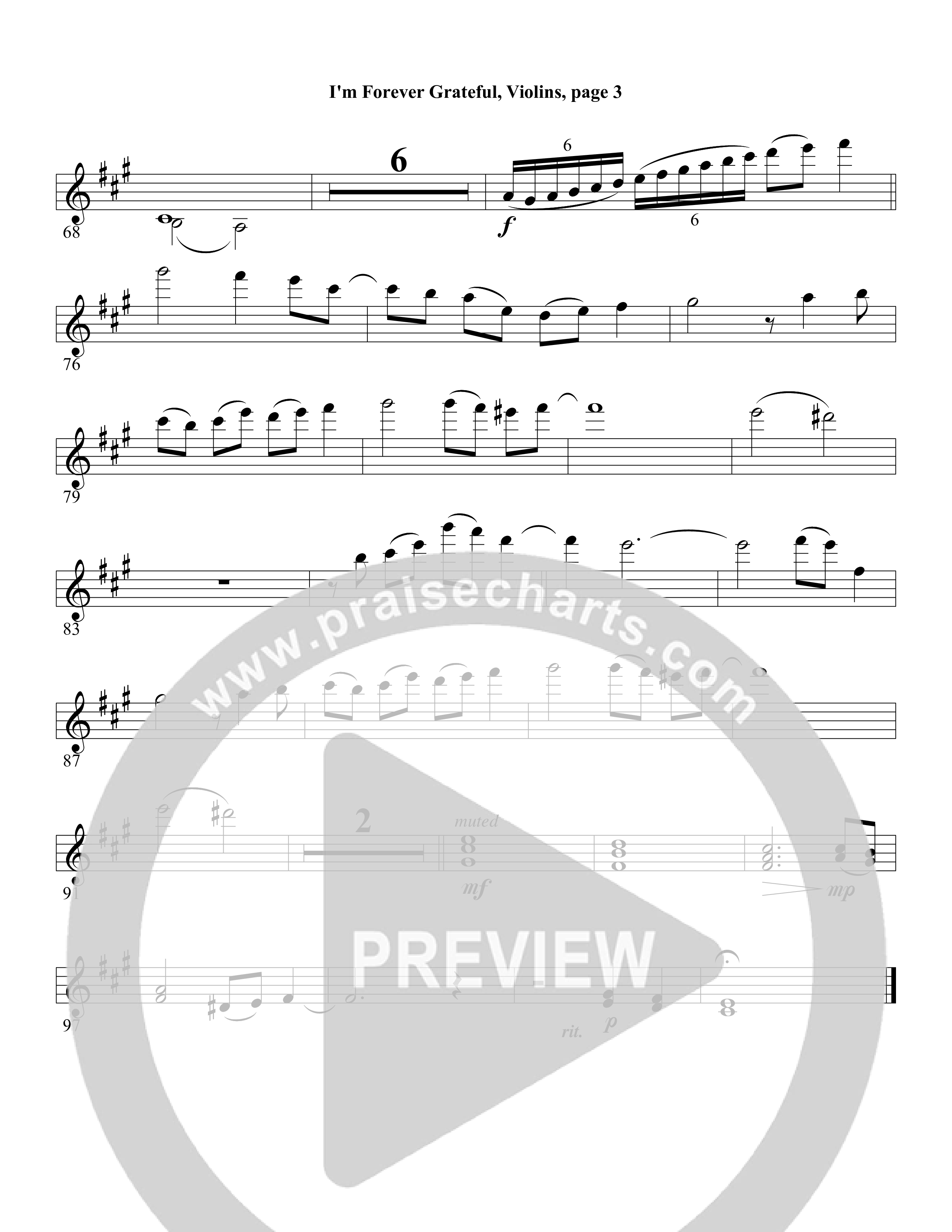 I'm Forever Grateful Violins (Word Music Choral / Arr. David Clydesdale)