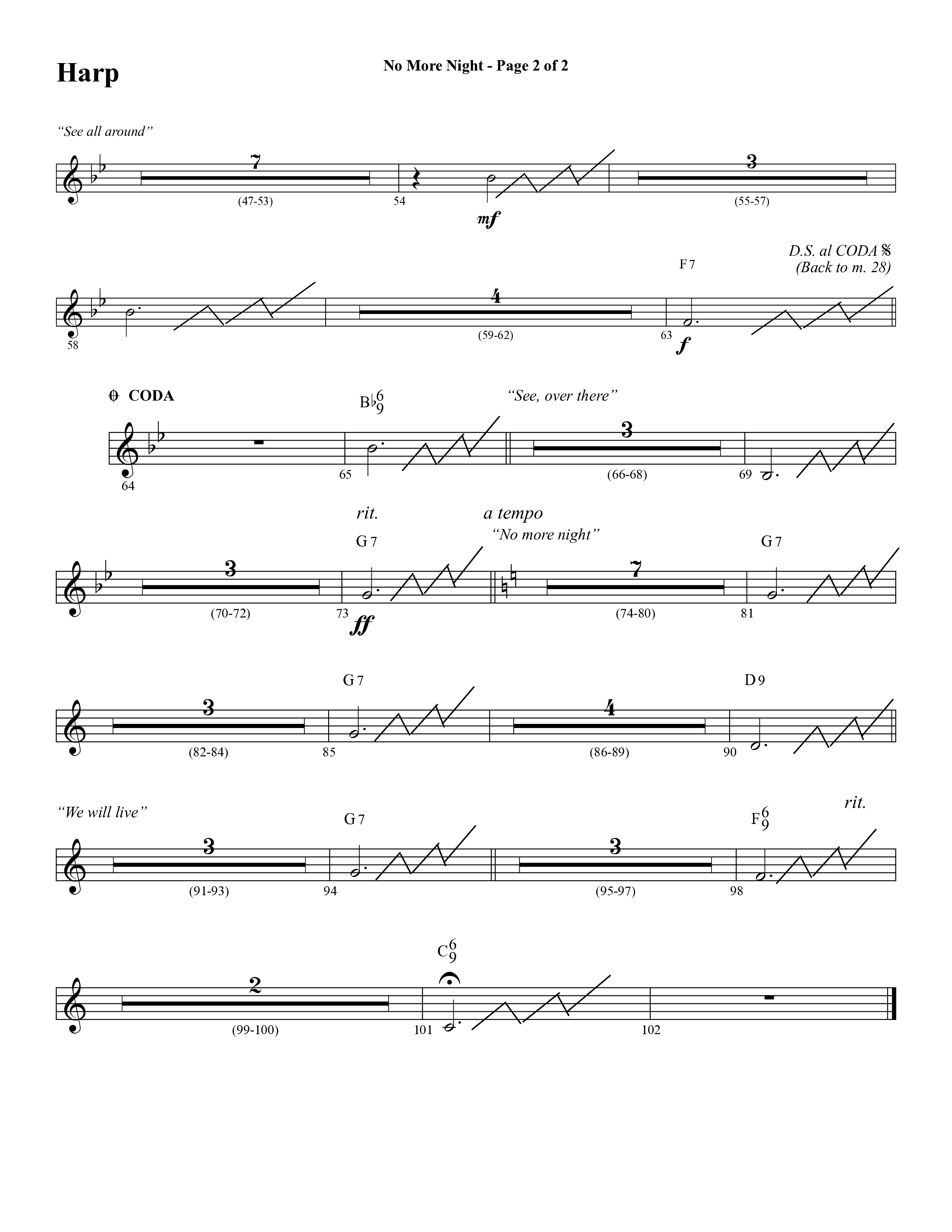 No More Night (Choral Anthem SATB) Harp (Word Music Choral / Arr. Camp Kirkland)