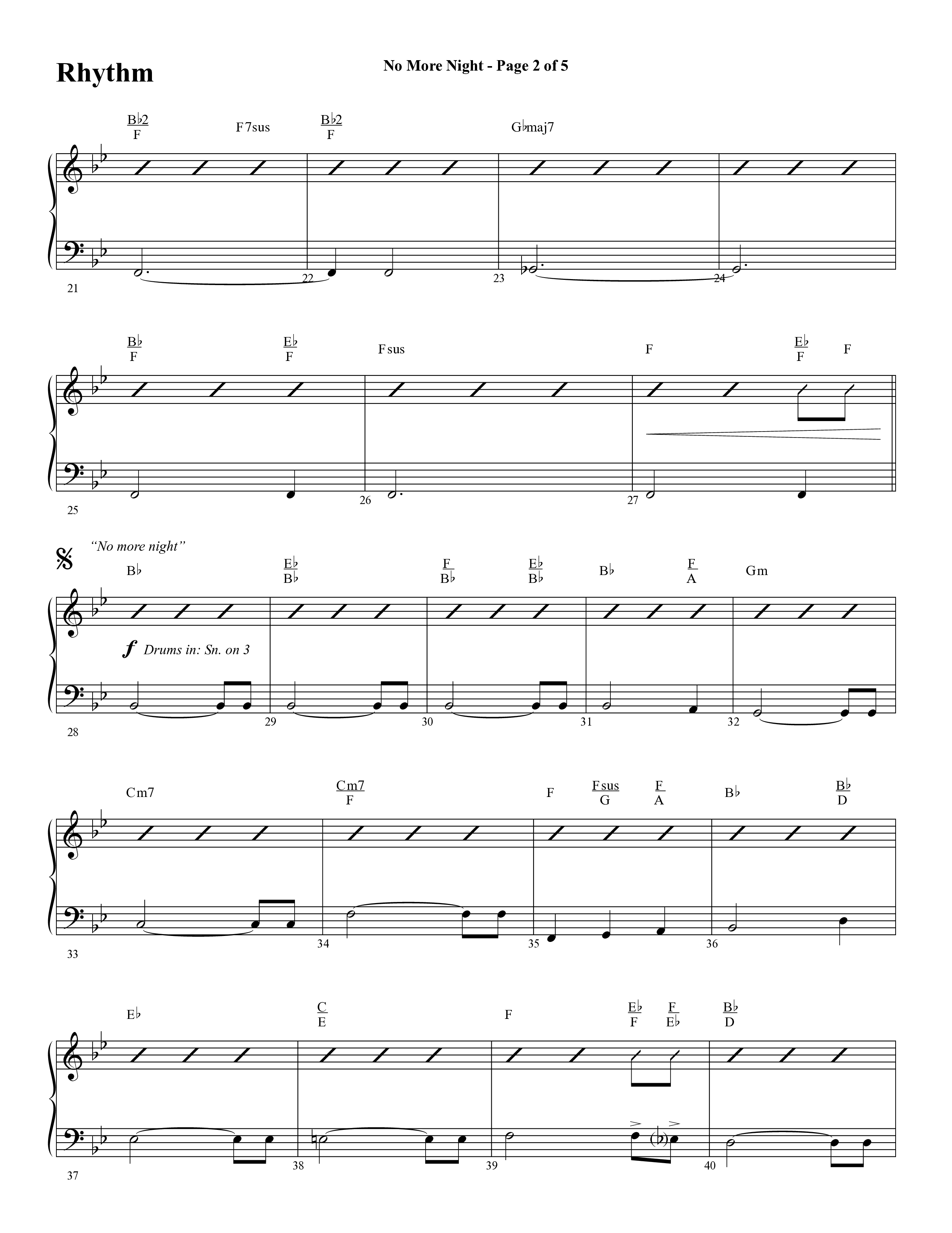 No More Night (Choral Anthem SATB) Rhythm Chart (Word Music Choral / Arr. Camp Kirkland)