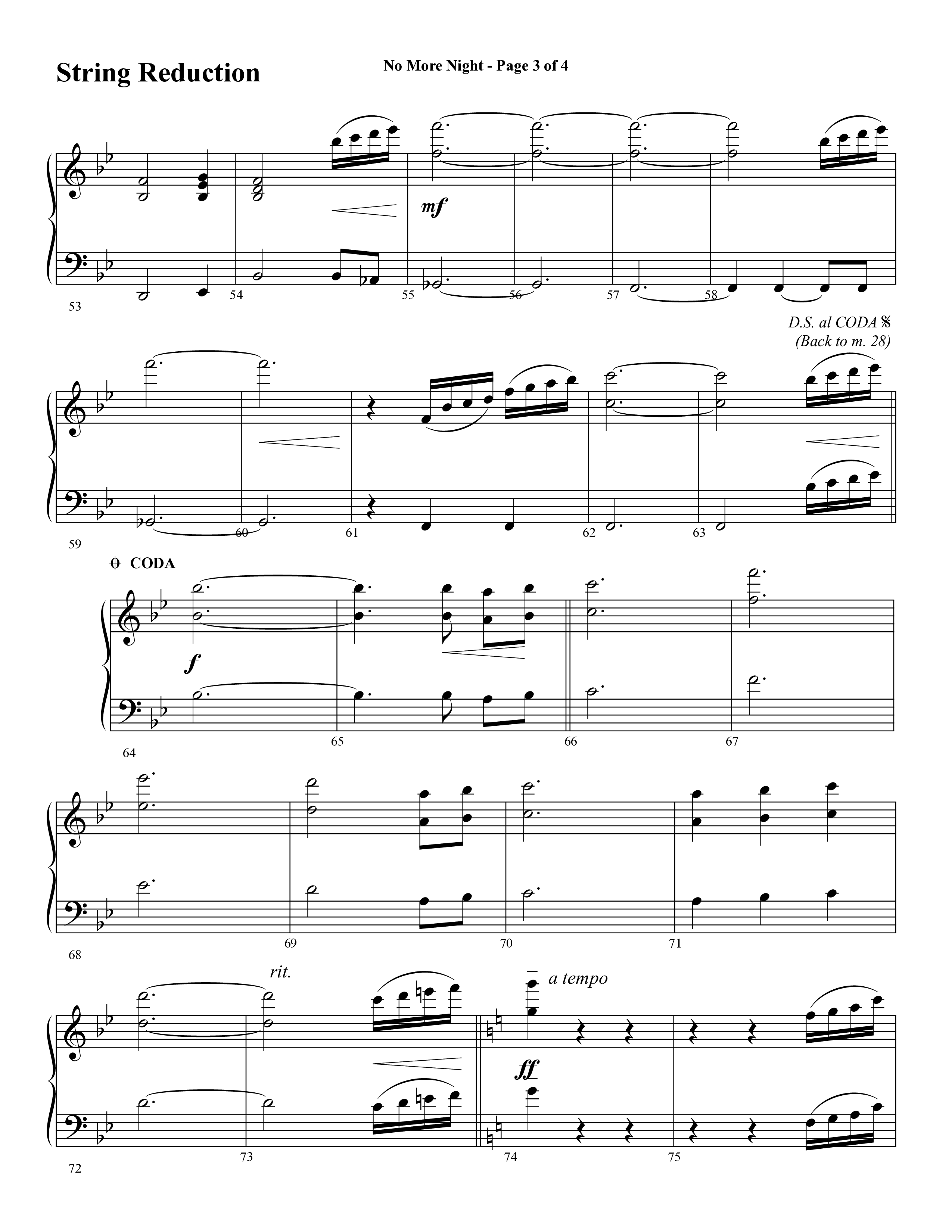 No More Night (Choral Anthem SATB) String Reduction (Word Music Choral / Arr. Camp Kirkland)