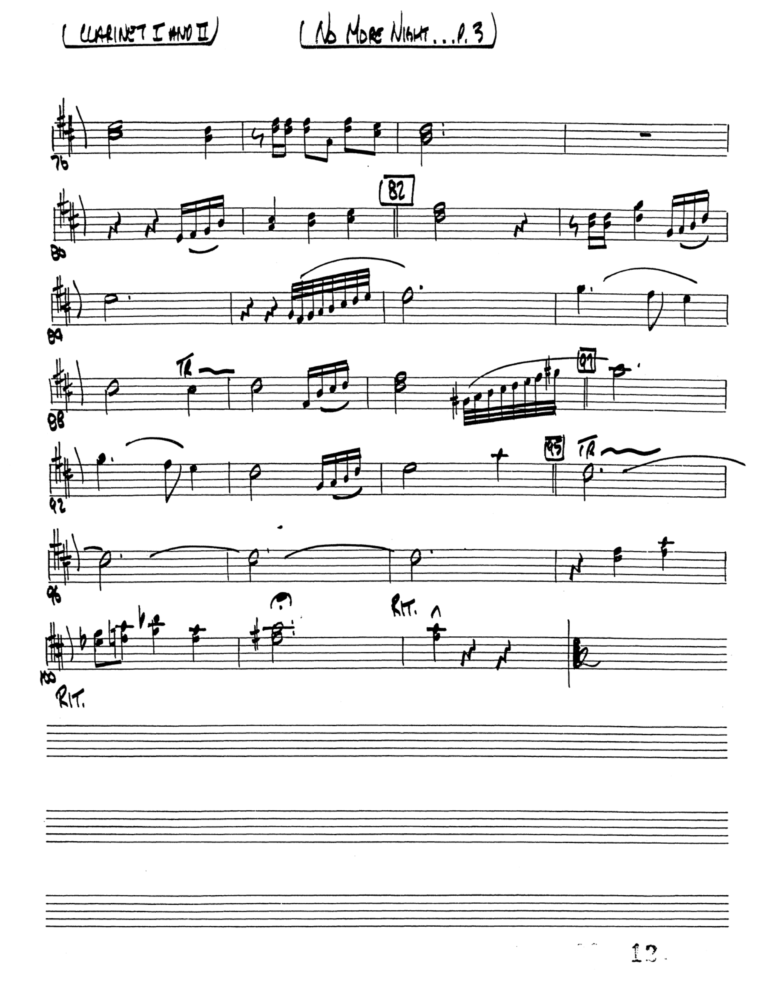 No More Night (Choral Anthem SATB) Clarinet 1/2 (Word Music Choral / Arr. Camp Kirkland)