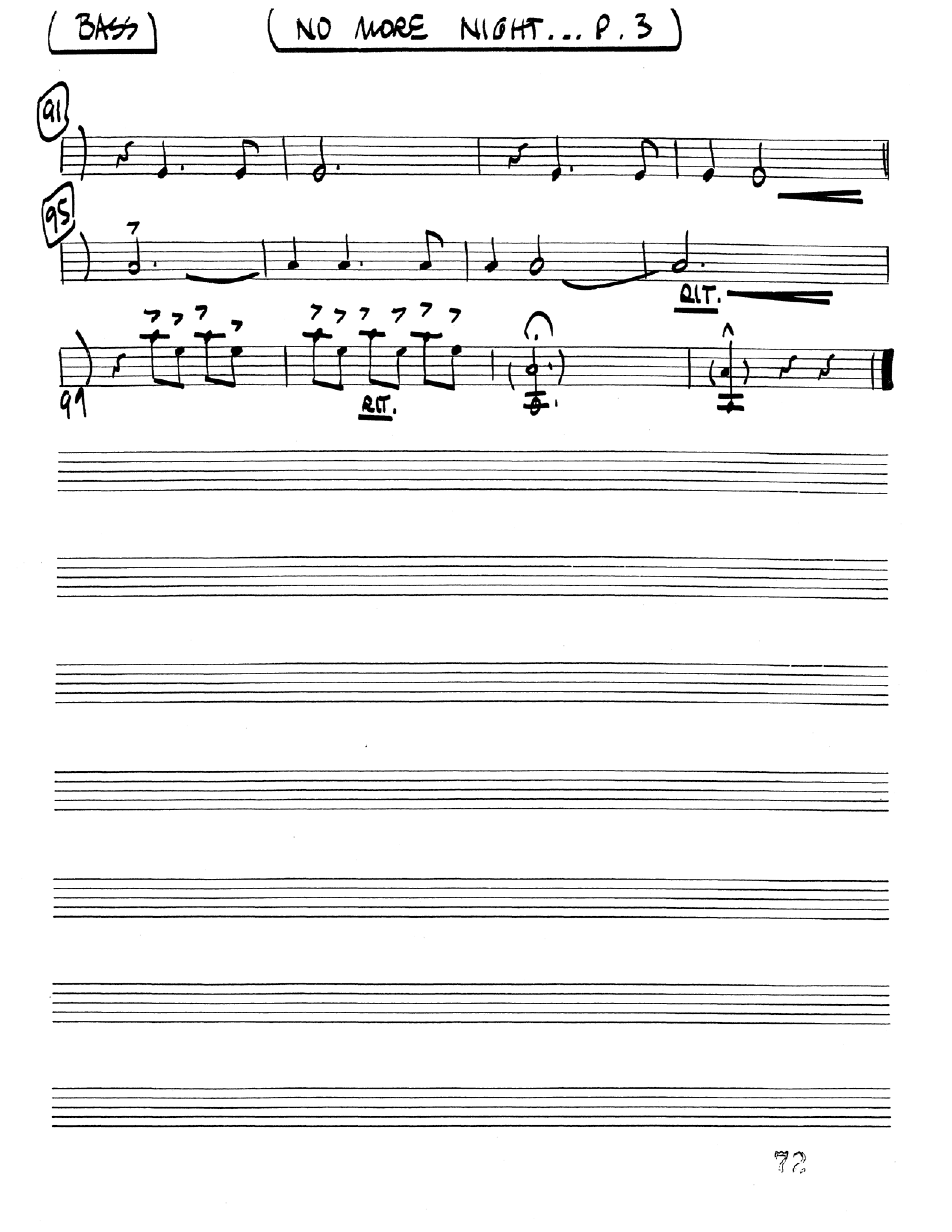 No More Night (Choral Anthem SATB) Double Bass (Word Music Choral / Arr. Camp Kirkland)