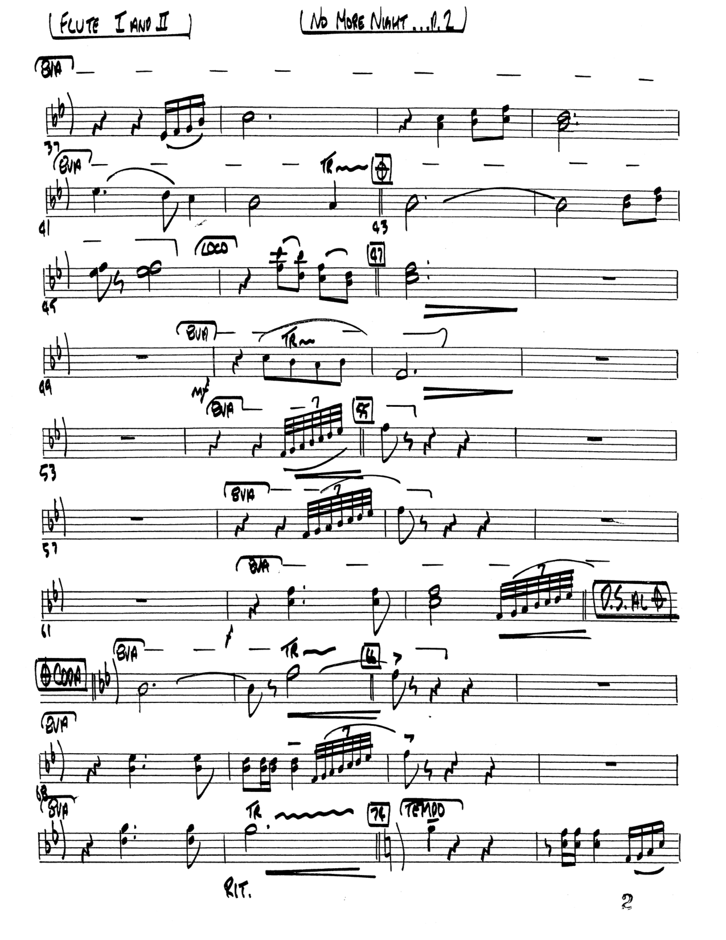 No More Night (Choral Anthem SATB) Flute 1/2 (Word Music Choral / Arr. Camp Kirkland)