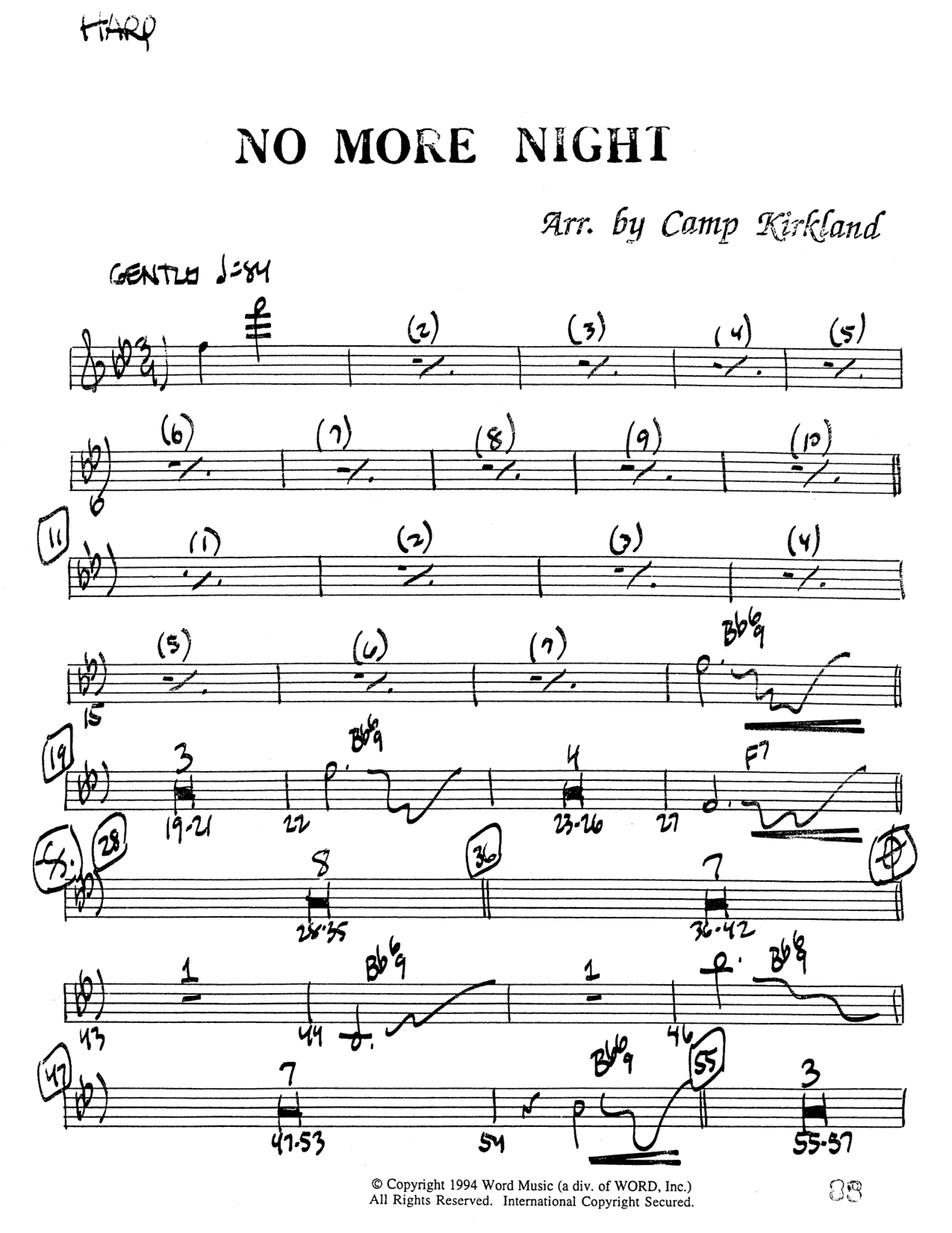 No More Night (Choral Anthem SATB) Harp (Word Music Choral / Arr. Camp Kirkland)