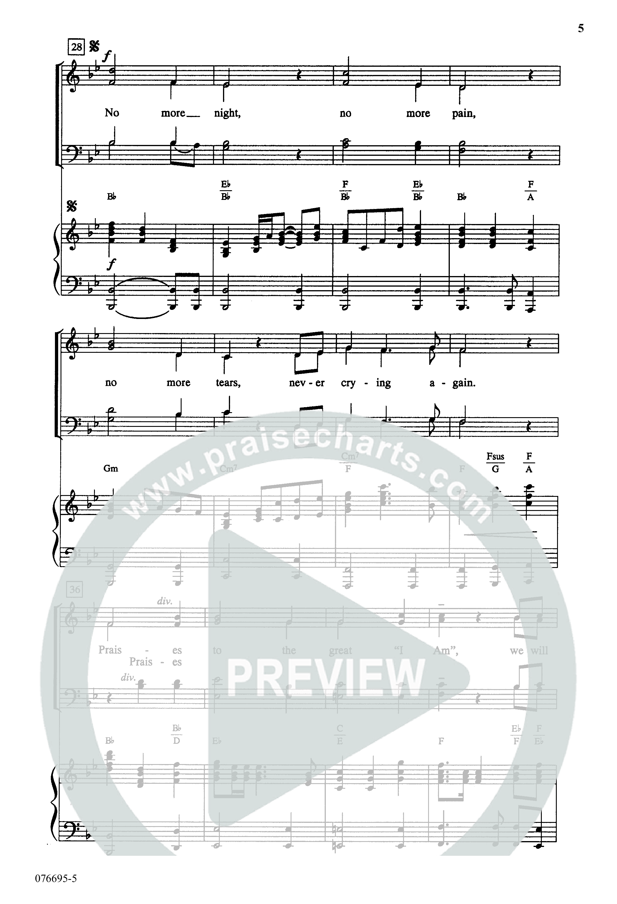 No More Night (Choral Anthem SATB) Anthem (SATB/Piano) (Word Music Choral / Arr. Camp Kirkland)