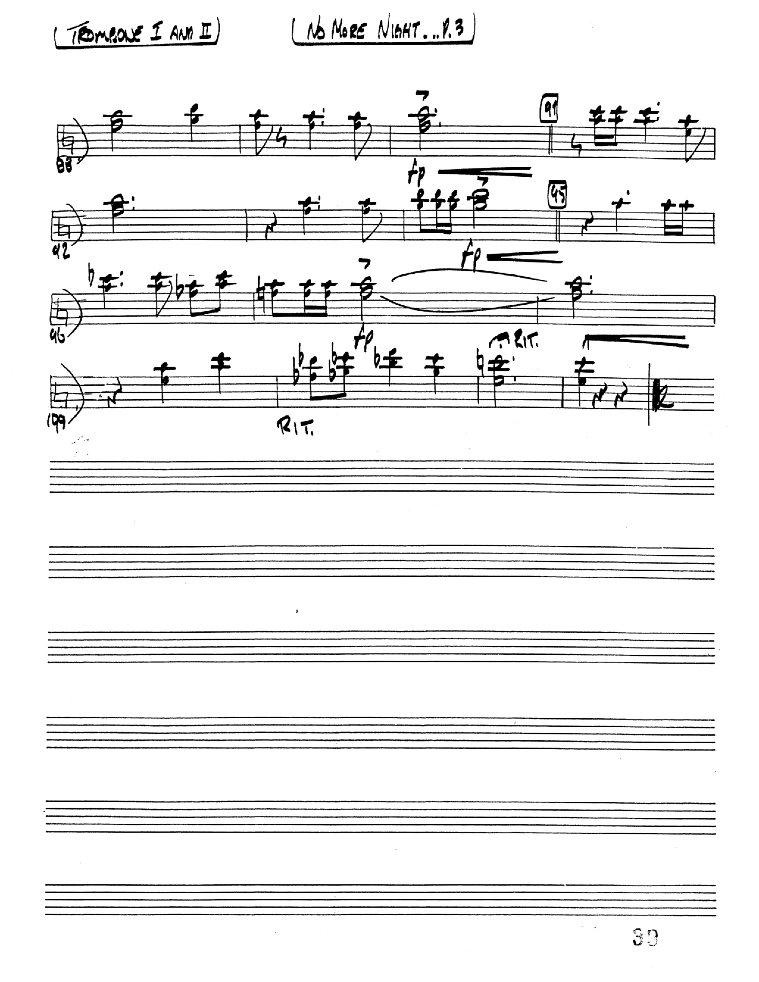 No More Night (Choral Anthem SATB) Trombone 1/2 (Word Music Choral / Arr. Camp Kirkland)