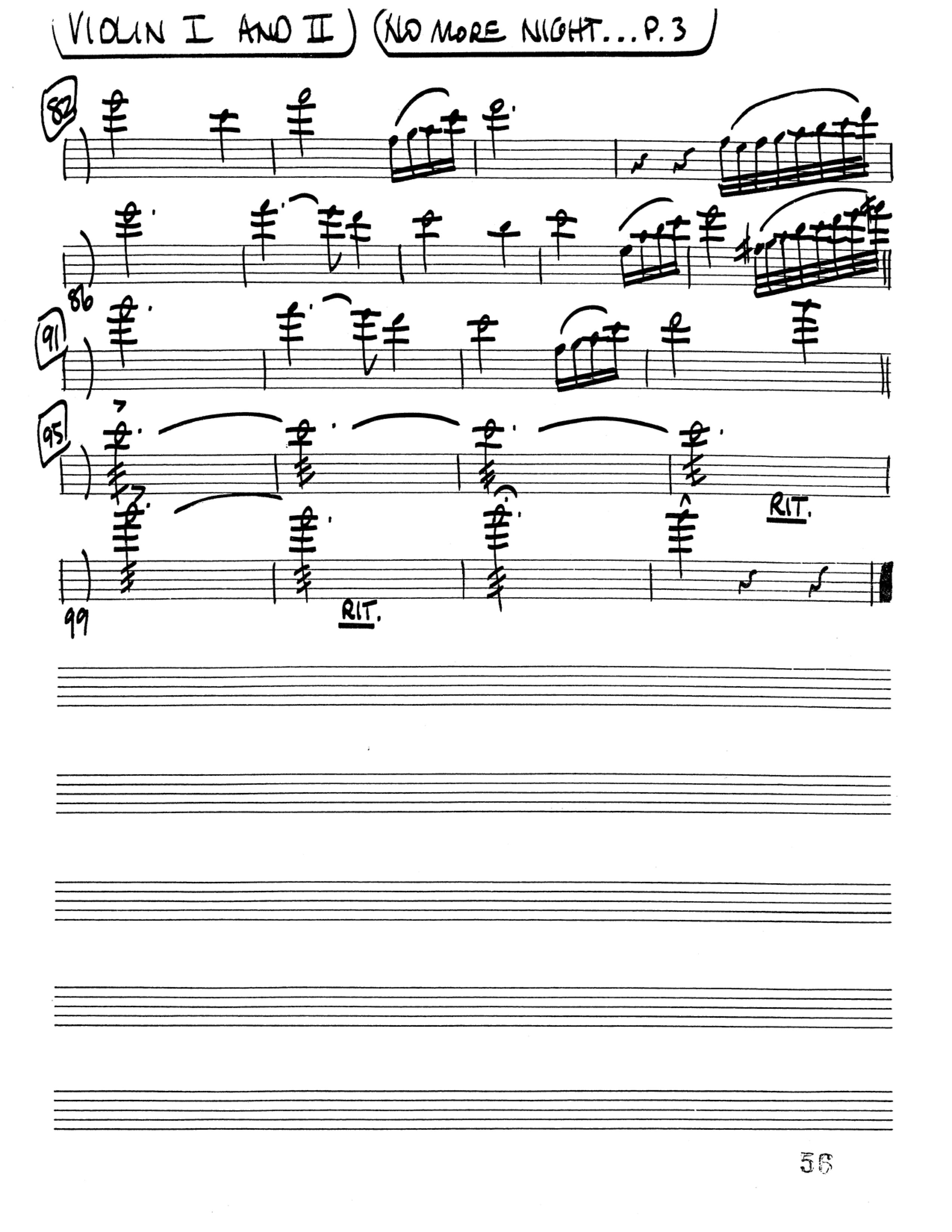 No More Night (Choral Anthem SATB) Violin 1/2 (Word Music Choral / Arr. Camp Kirkland)