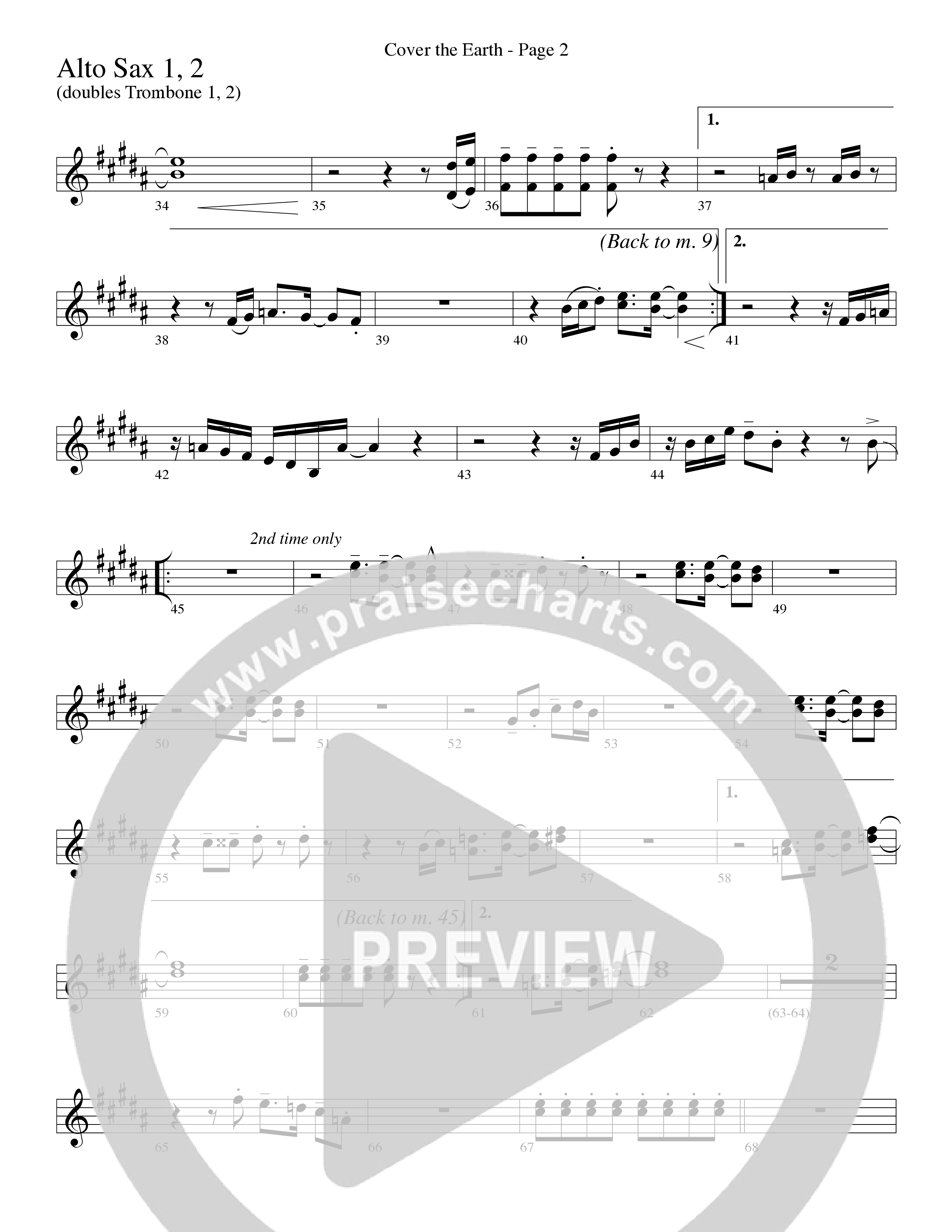 Cover The Earth (Choral Anthem SATB) Alto Sax (Word Music Choral / Arr. Dave Williamson)