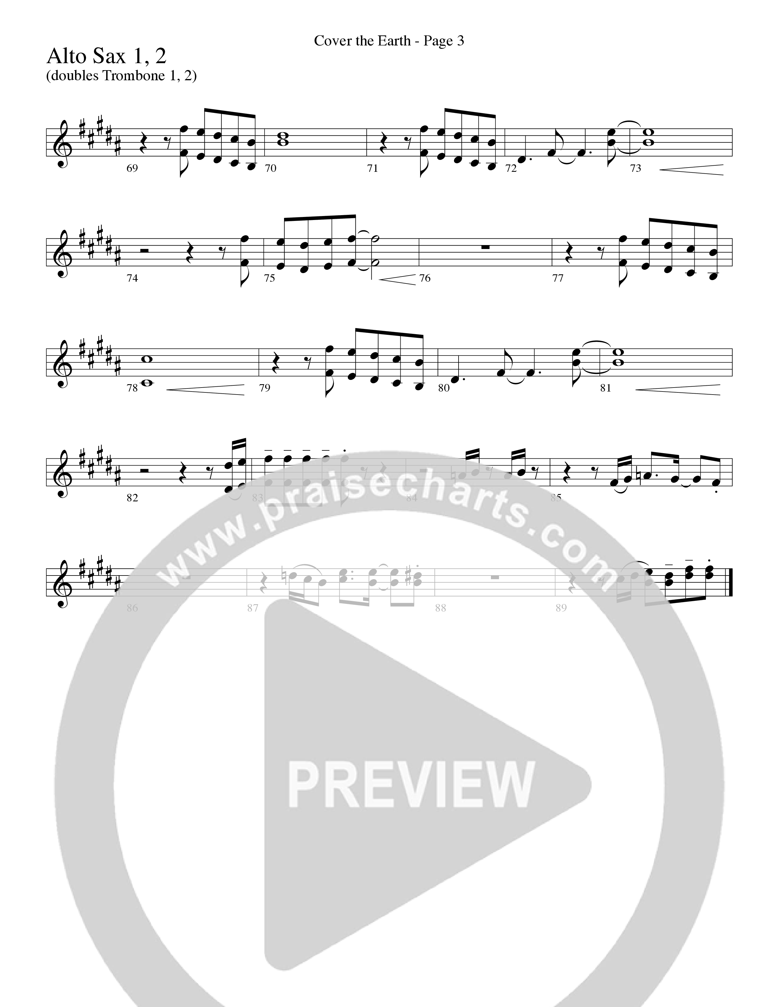 Cover The Earth (Choral Anthem SATB) Alto Sax (Word Music Choral / Arr. Dave Williamson)