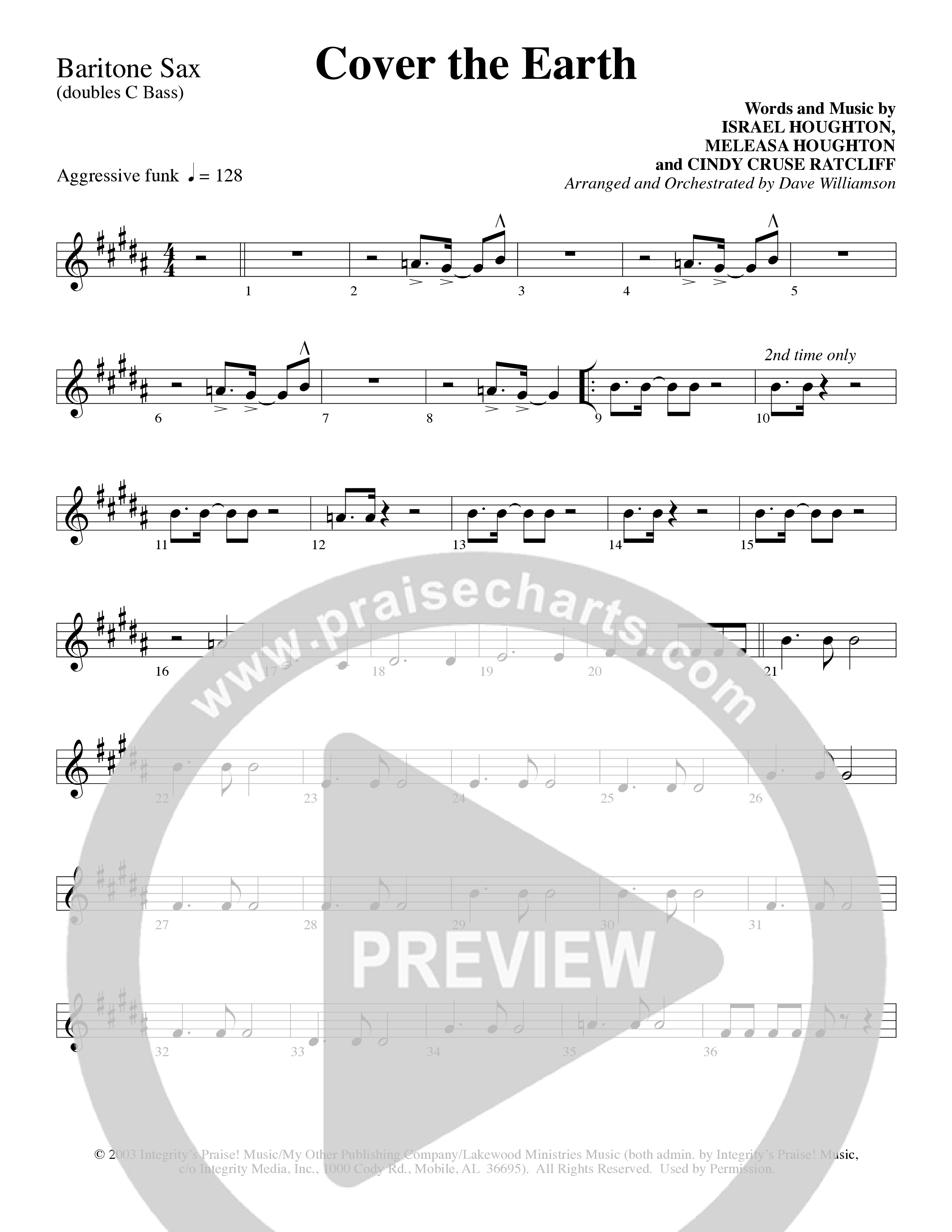 Cover The Earth (Choral Anthem SATB) Bari Sax (Word Music Choral / Arr. Dave Williamson)