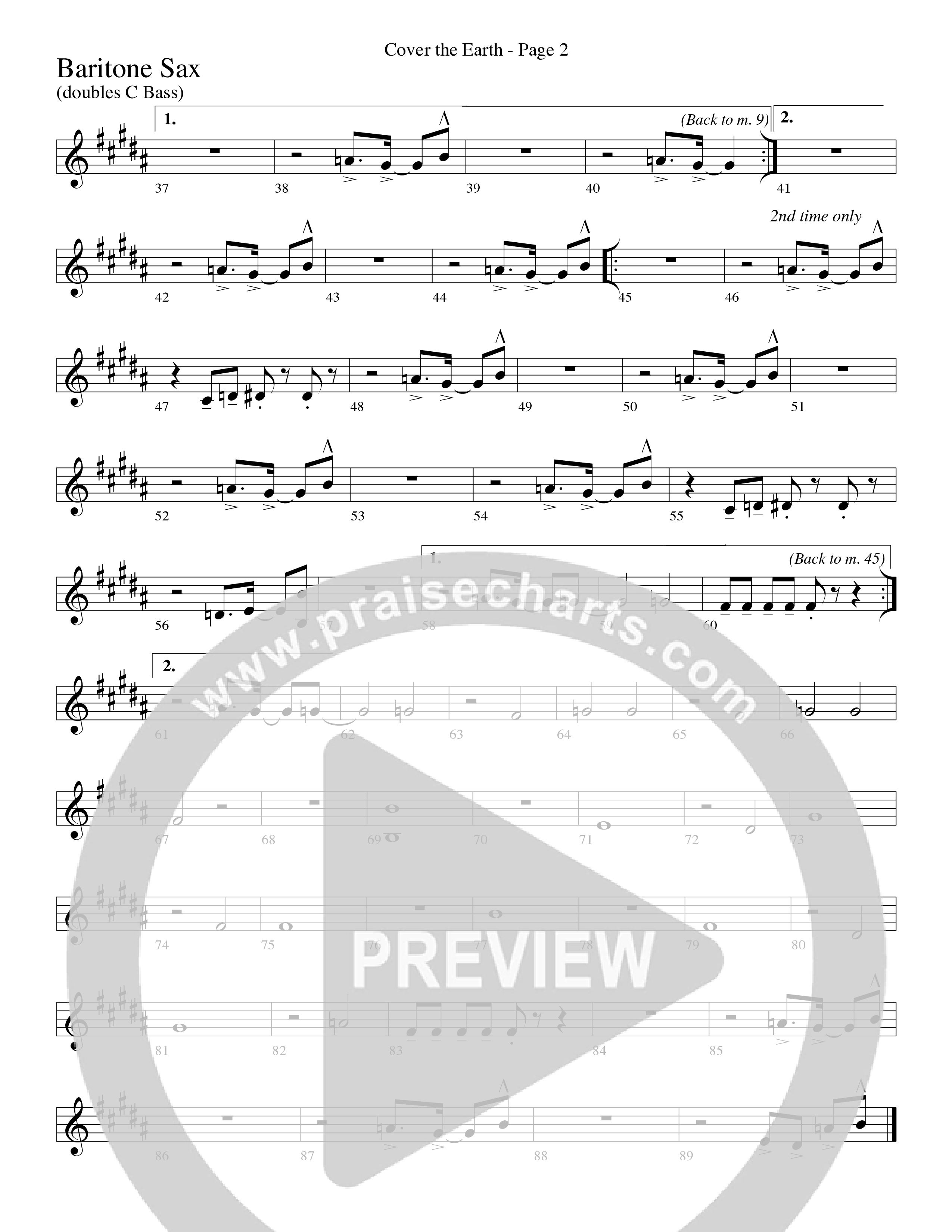 Cover The Earth (Choral Anthem SATB) Bari Sax (Word Music Choral / Arr. Dave Williamson)