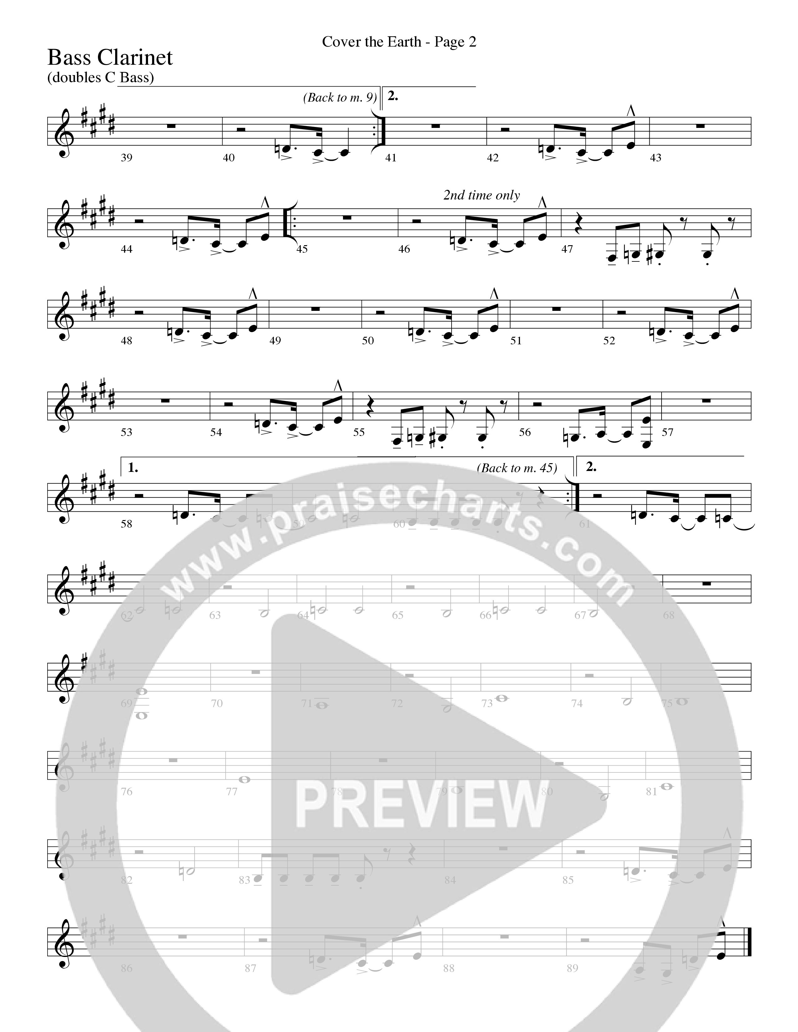 Cover The Earth (Choral Anthem SATB) Bass Clarinet (Word Music Choral / Arr. Dave Williamson)