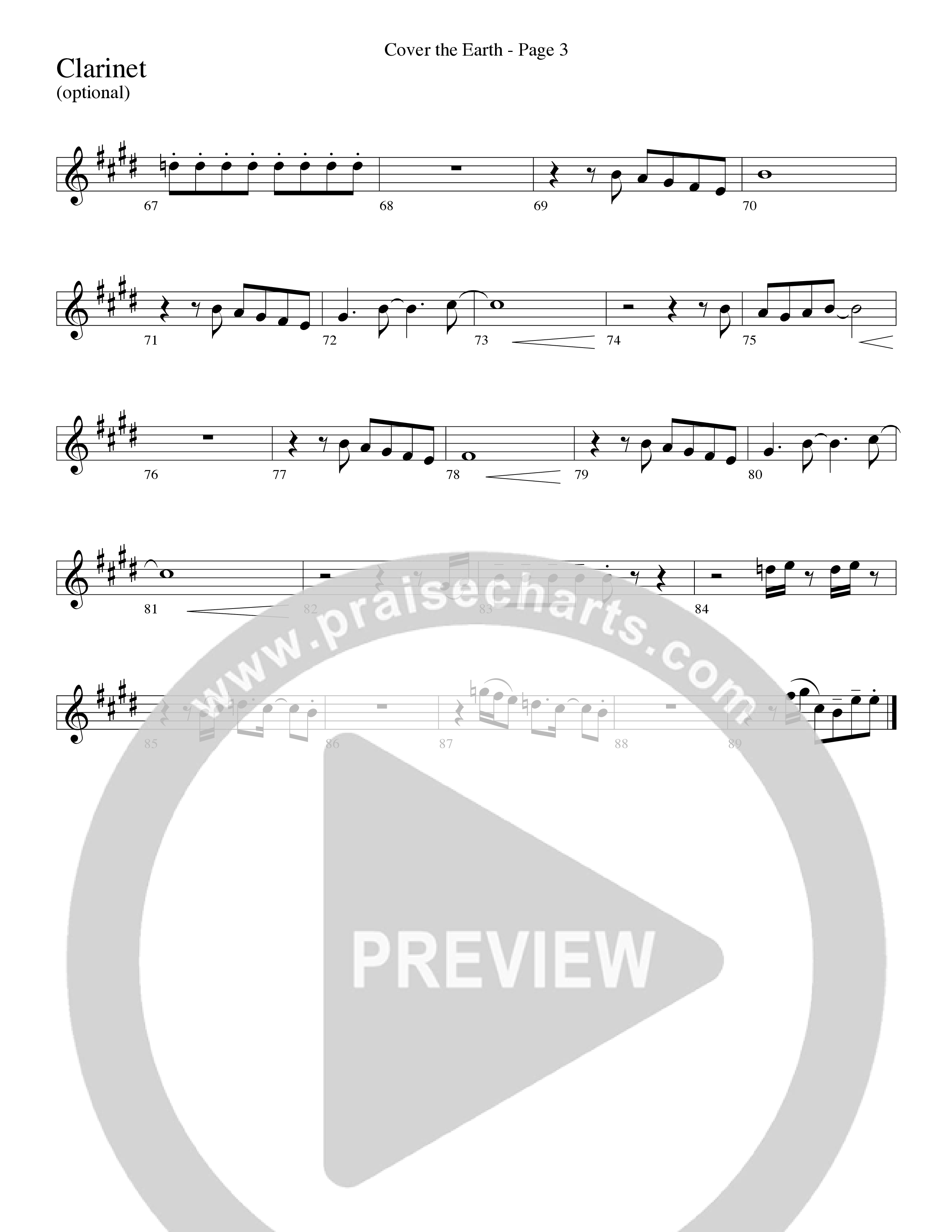 Cover The Earth (Choral Anthem SATB) Clarinet (Word Music Choral / Arr. Dave Williamson)