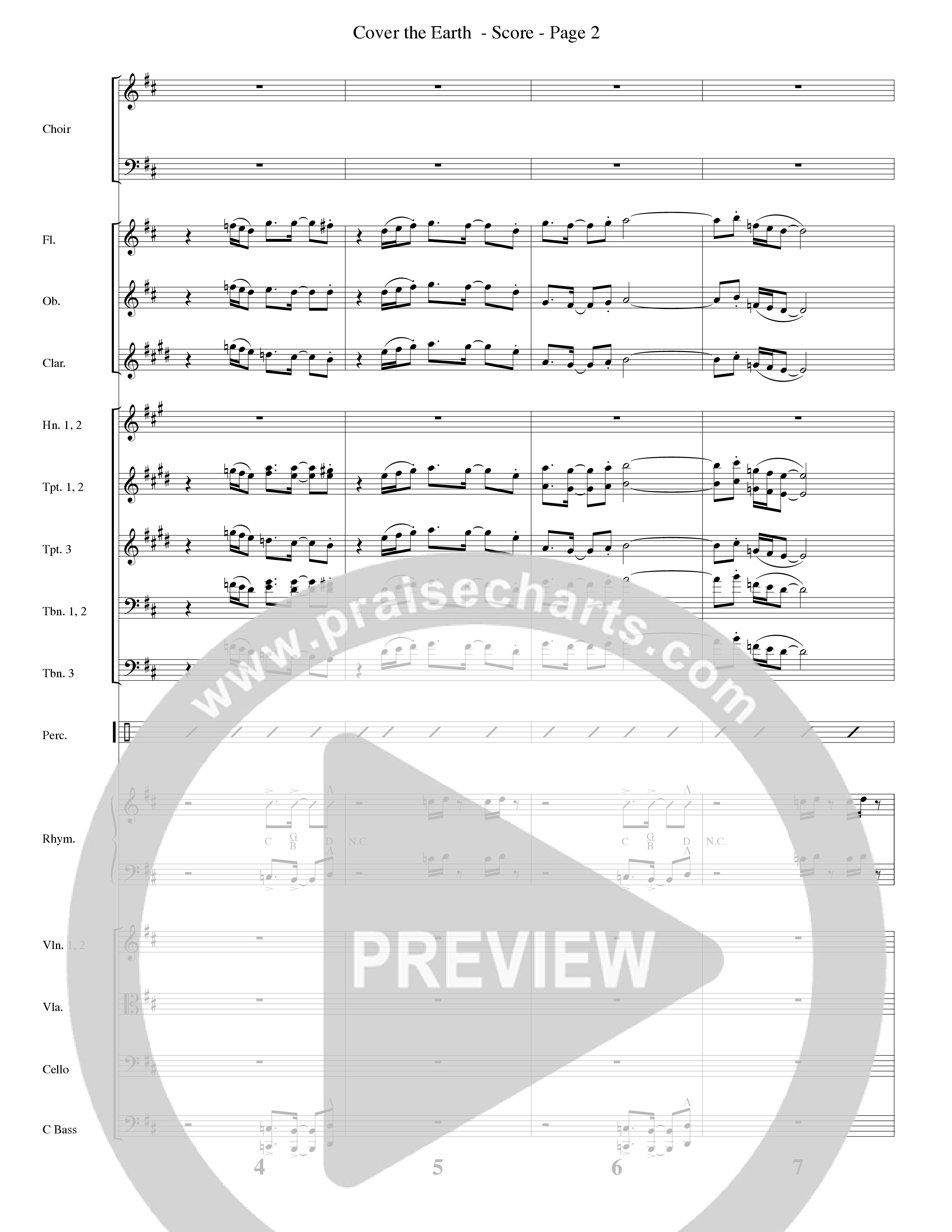 Cover The Earth (Choral Anthem SATB) Orchestration (Word Music Choral / Arr. Dave Williamson)