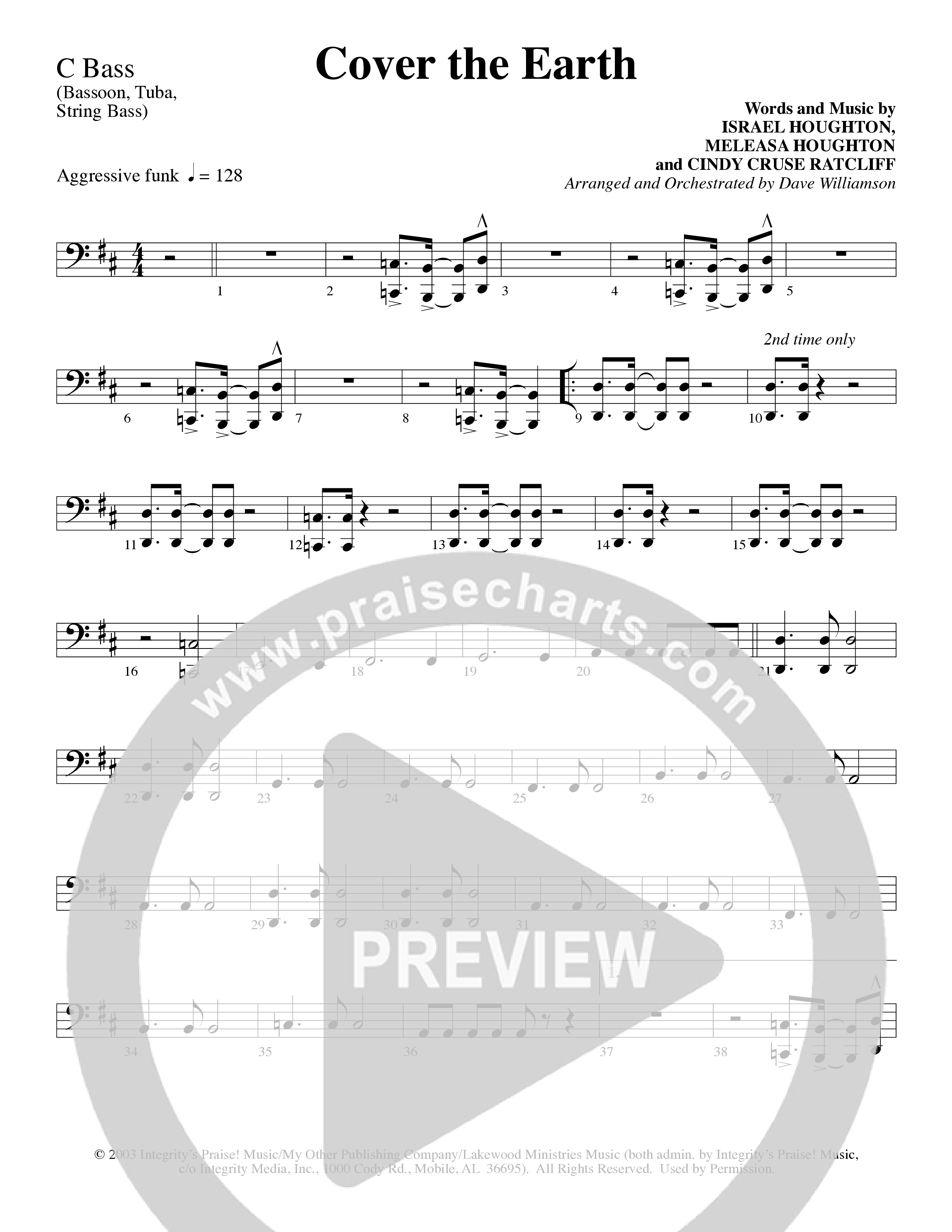 Cover The Earth (Choral Anthem SATB) Contrabass (Word Music Choral / Arr. Dave Williamson)