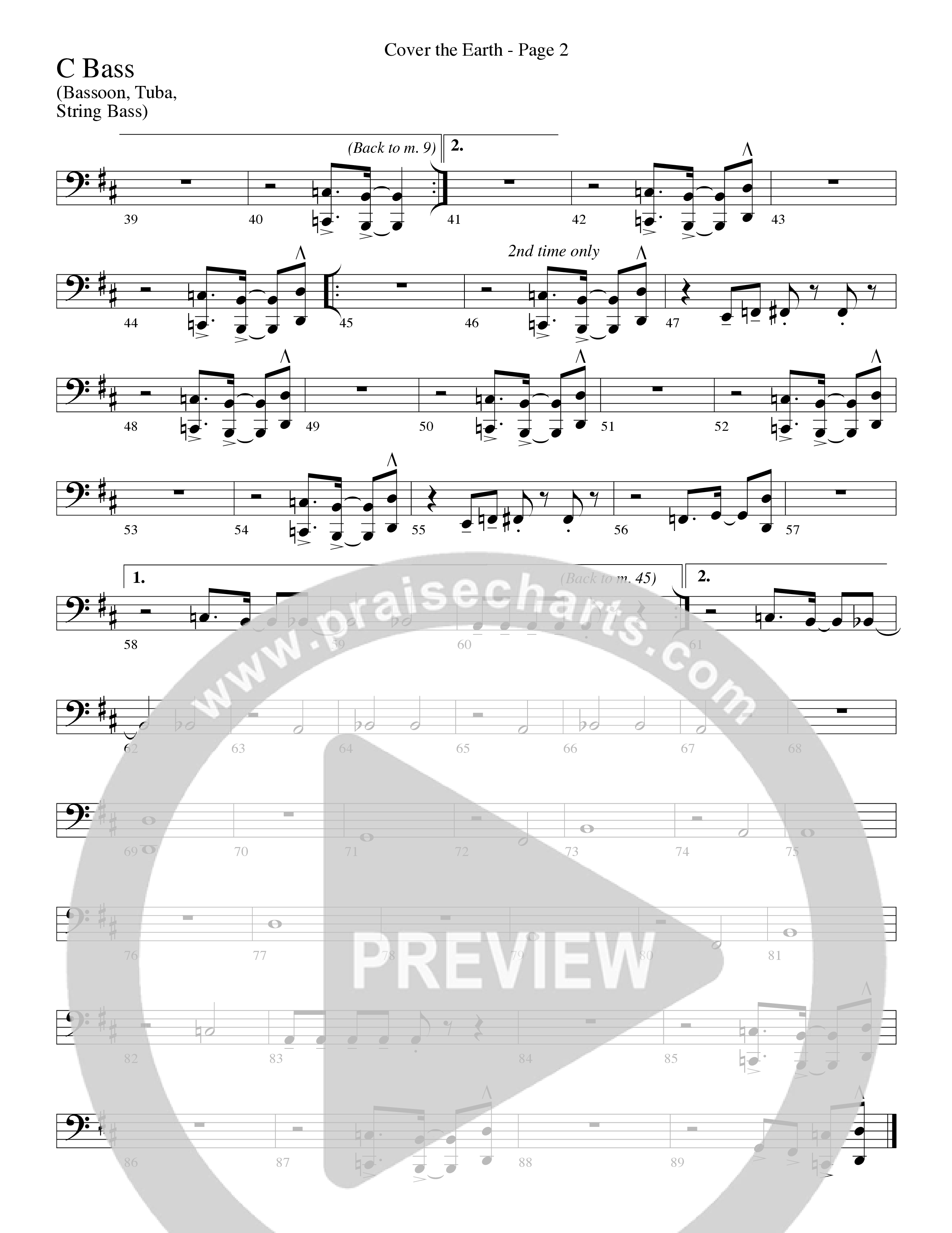 Cover The Earth (Choral Anthem SATB) Contrabass (Word Music Choral / Arr. Dave Williamson)