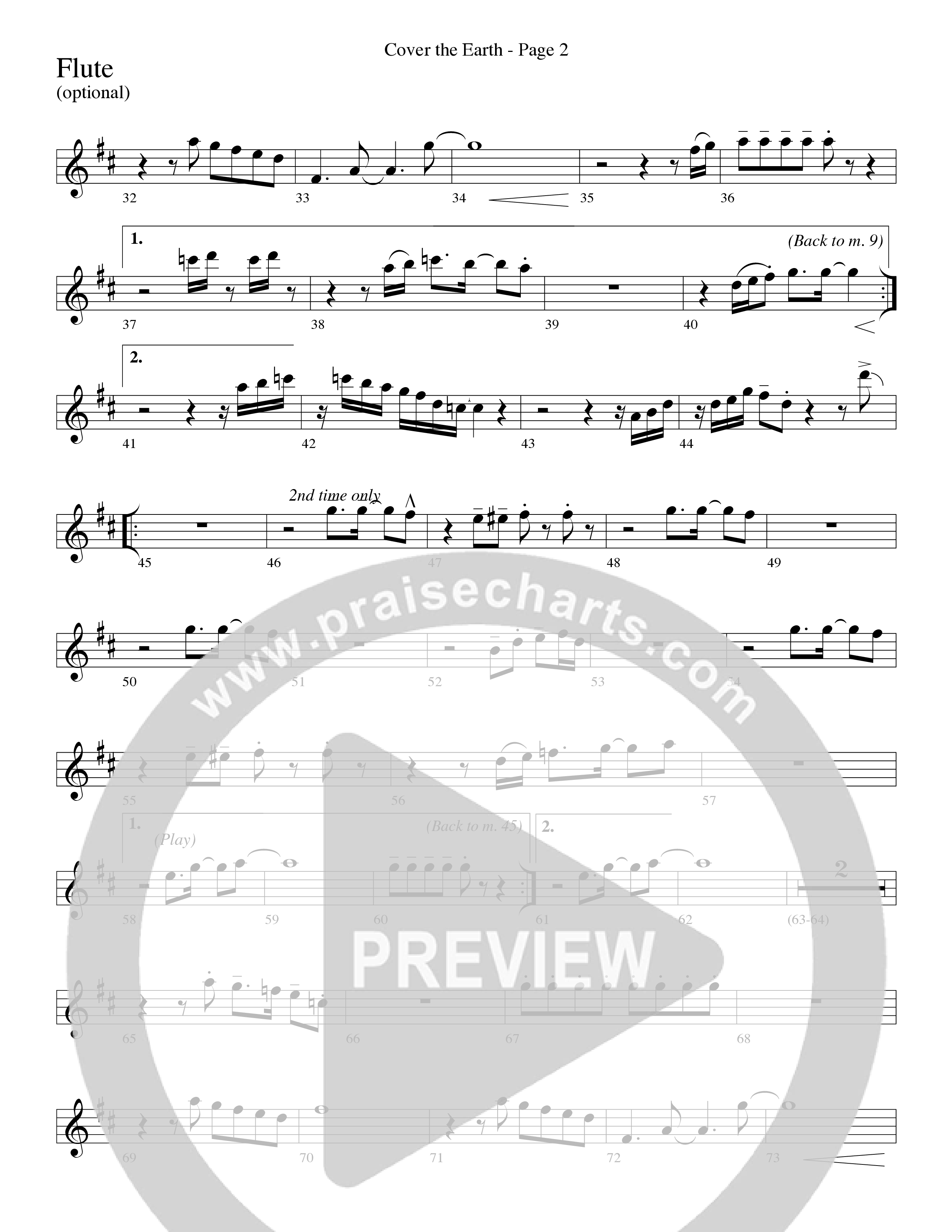 Cover The Earth (Choral Anthem SATB) Flute (Word Music Choral / Arr. Dave Williamson)